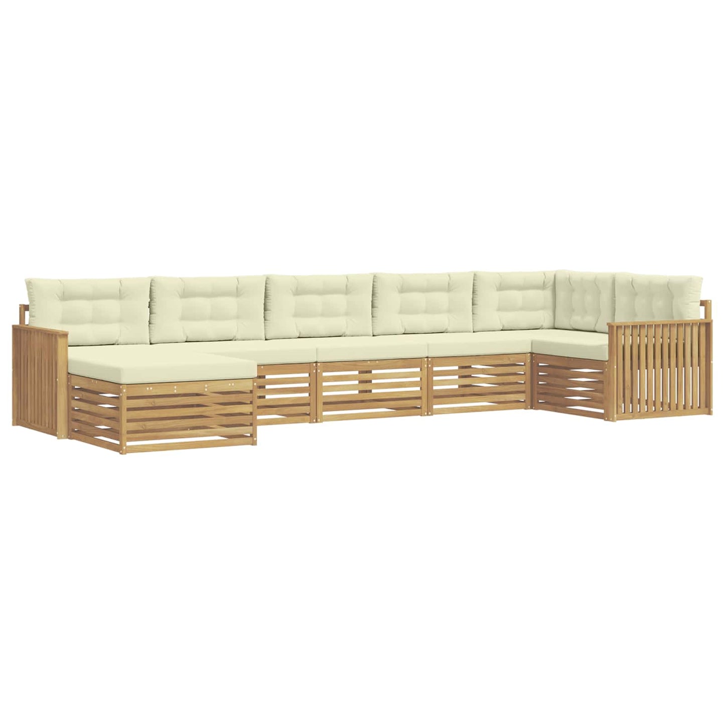 Buiten bankenset met kussen 7 pcs Wit en crèmekleurig