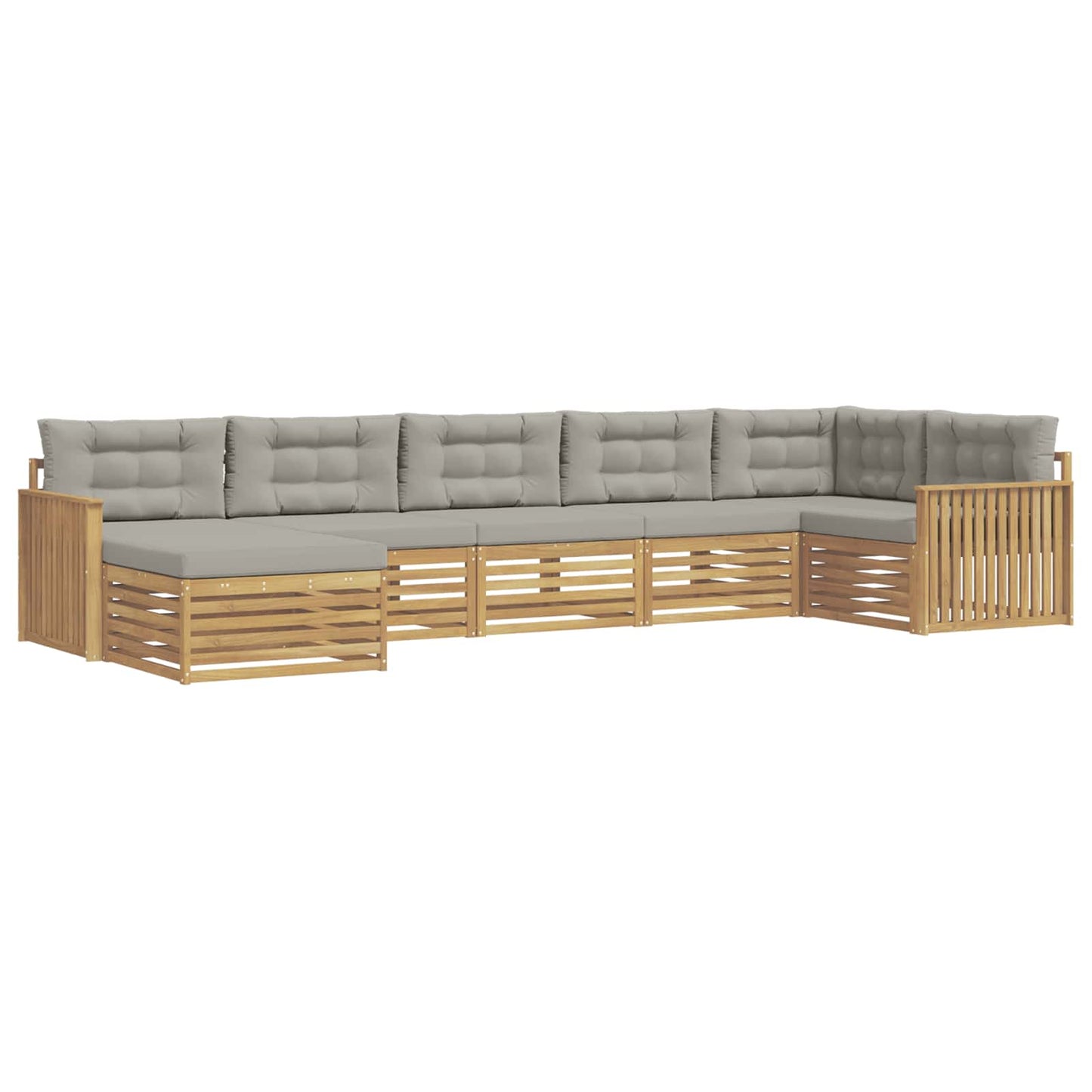 Buiten bankenset met kussen 7 pcs Wit en Lichtgrijs