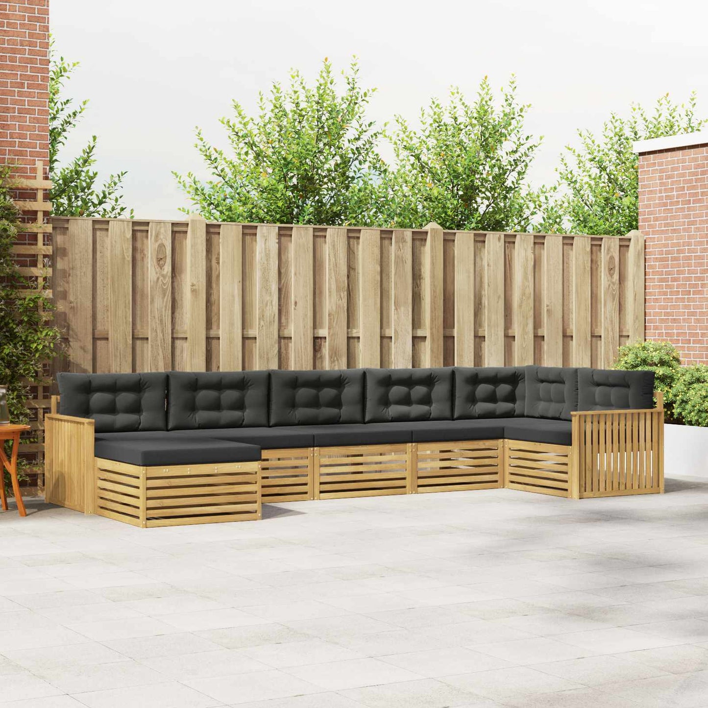 Buiten bankenset met kussen 7 pcs Wit en antracietkleurig