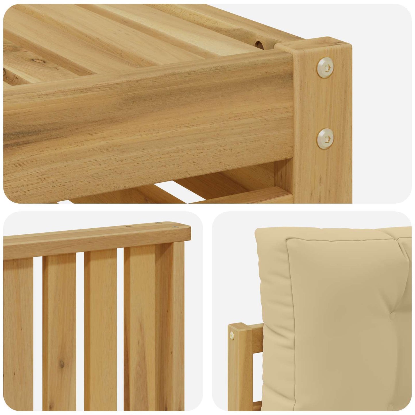 Buiten bankenset met kussen 7 pcs Wit en Beige
