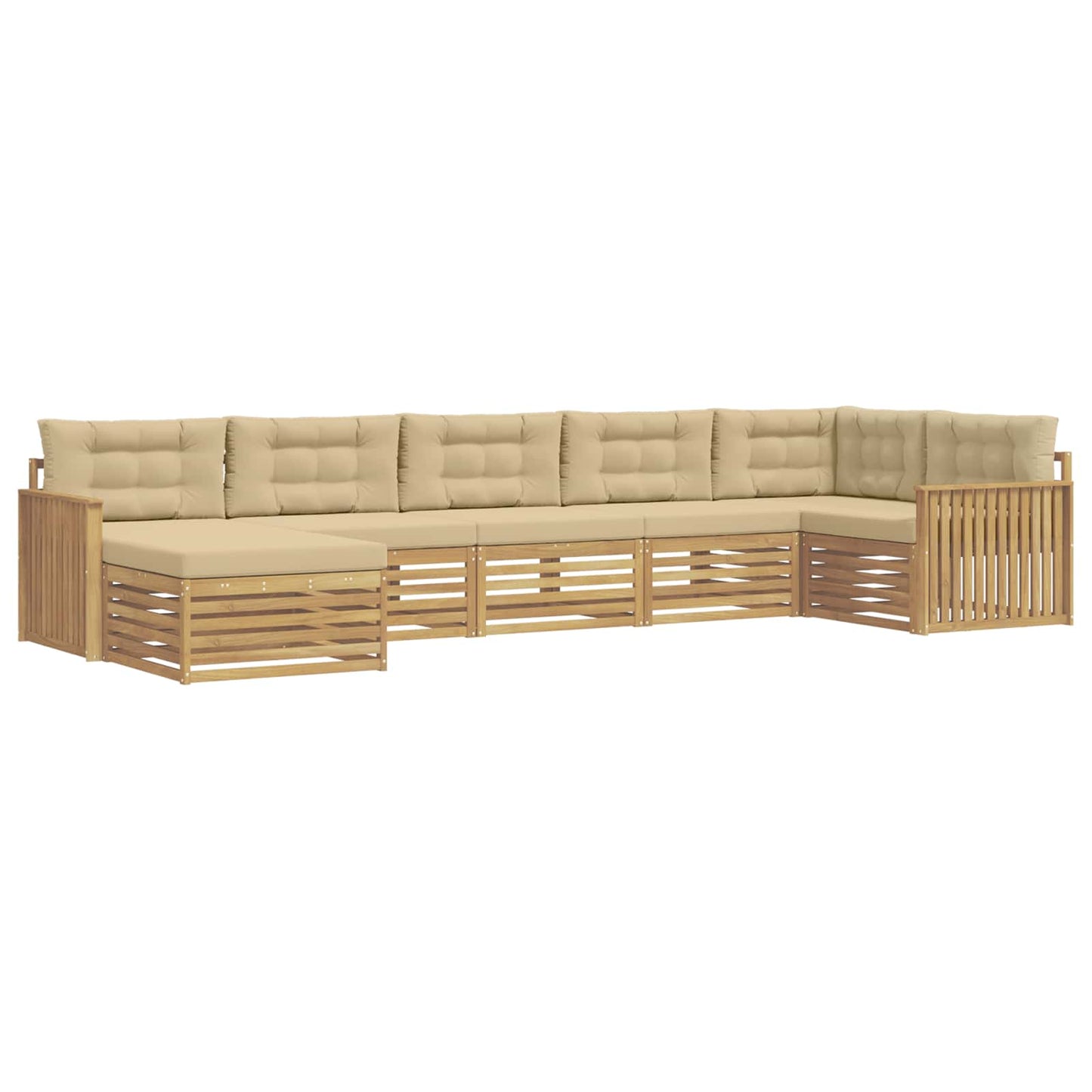 Buiten bankenset met kussen 7 pcs Wit en Beige