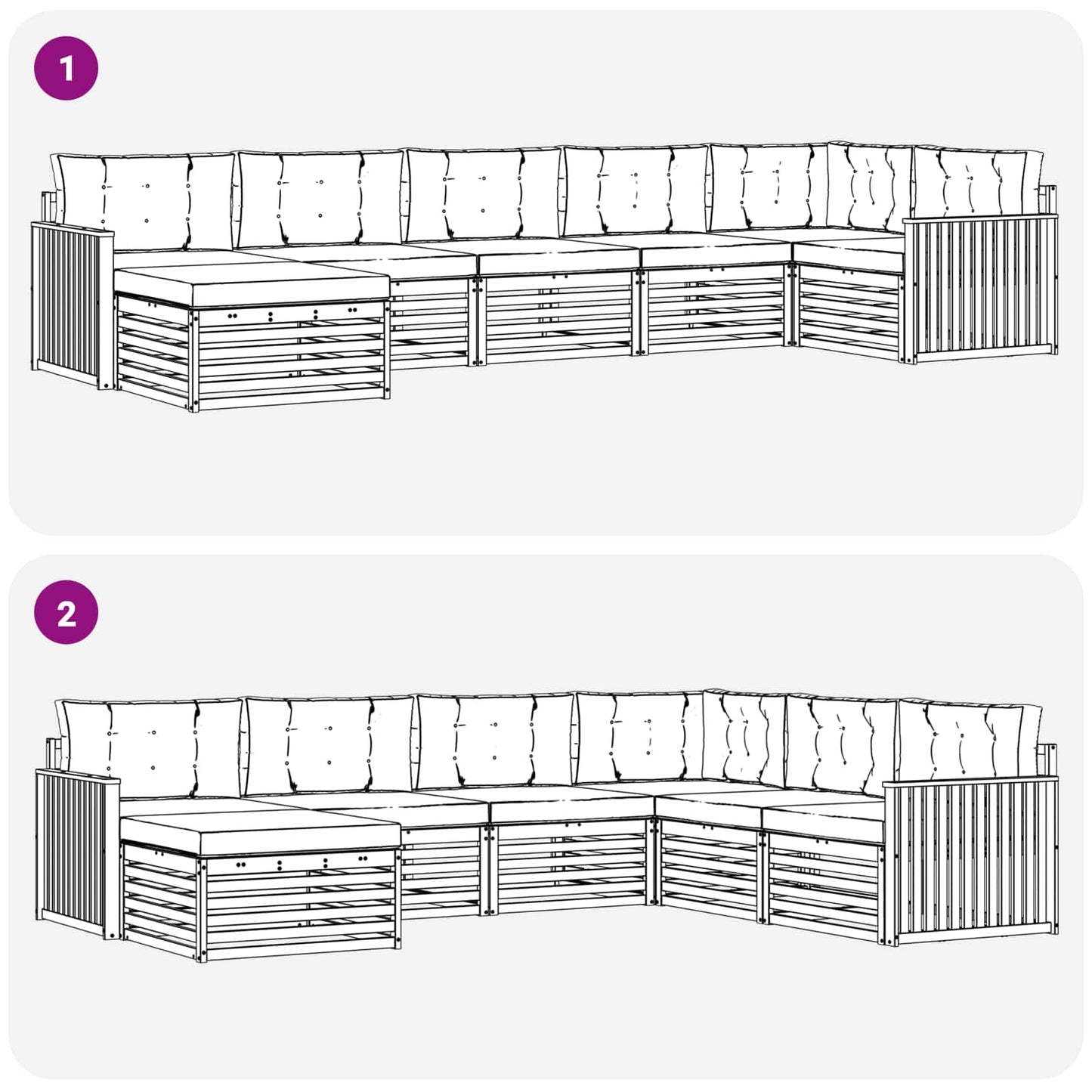 Buiten bankenset met kussen 7 pcs Wit en Beige