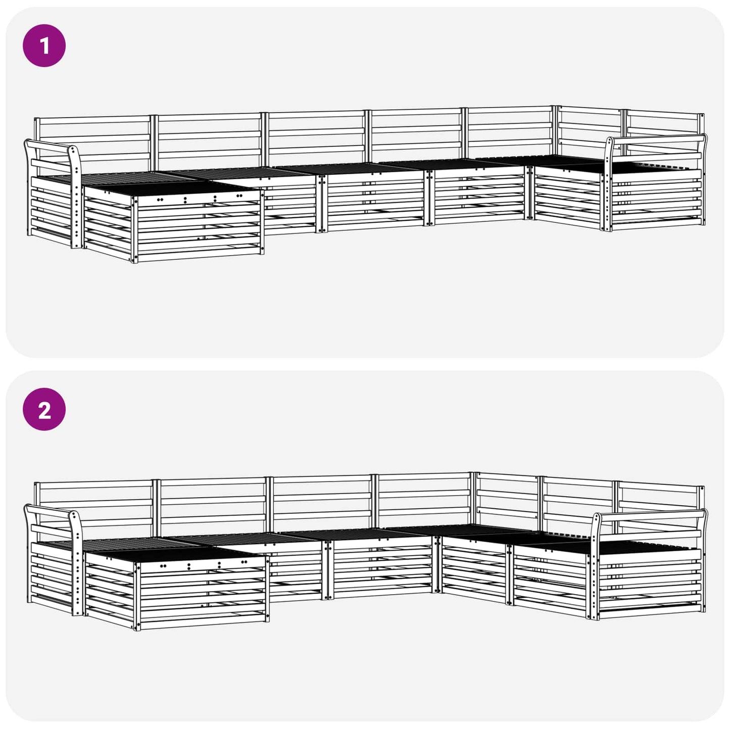 Buiten bankenset 7 pcs Wit Massief Acaciahout
