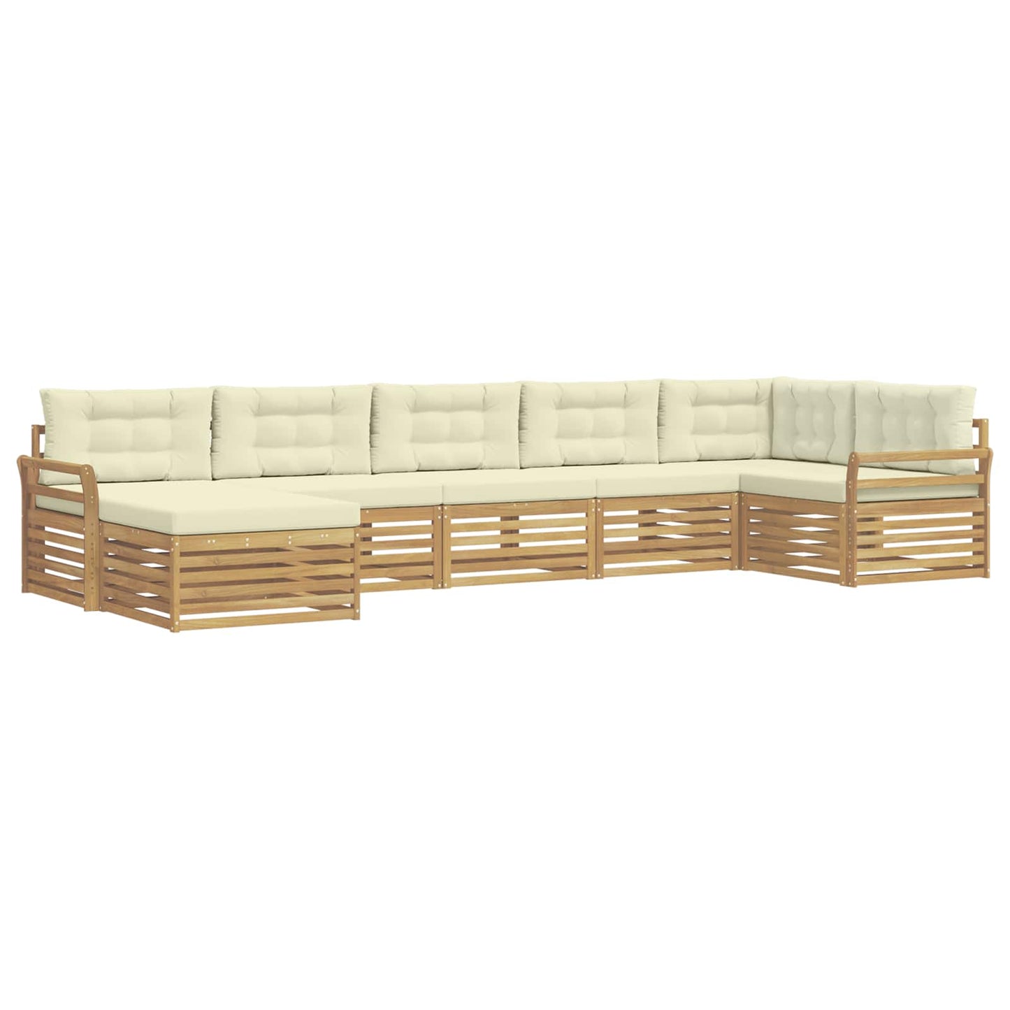 Buiten bankenset met kussen 7 pcs Wit en crèmekleurig
