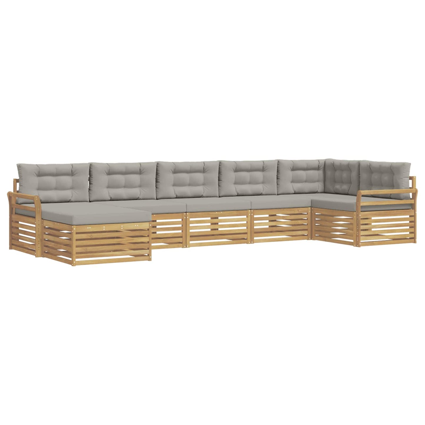 Buiten bankenset met kussen 7 pcs Wit en Lichtgrijs