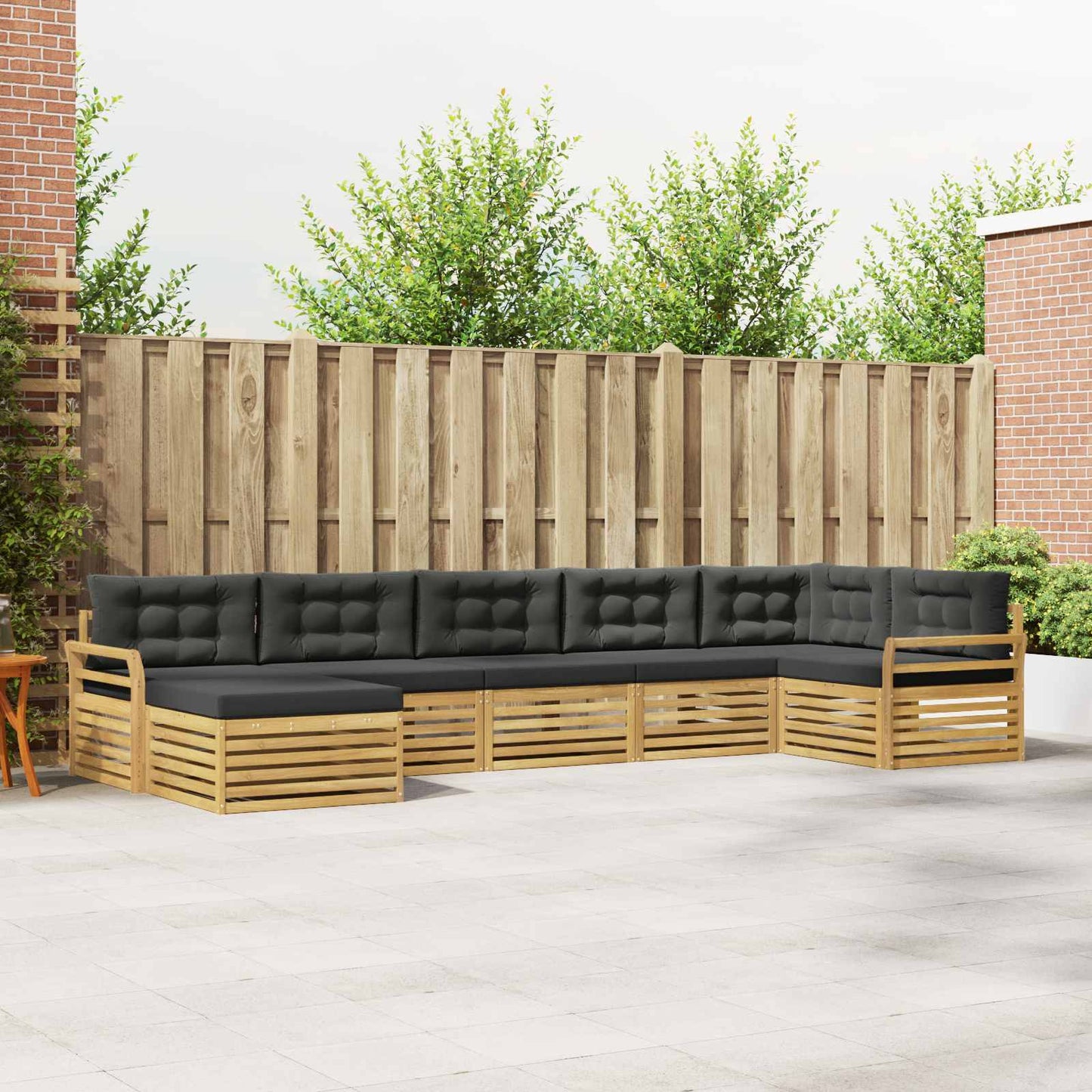 Buiten bankenset met kussen 7 pcs Wit en antracietkleurig