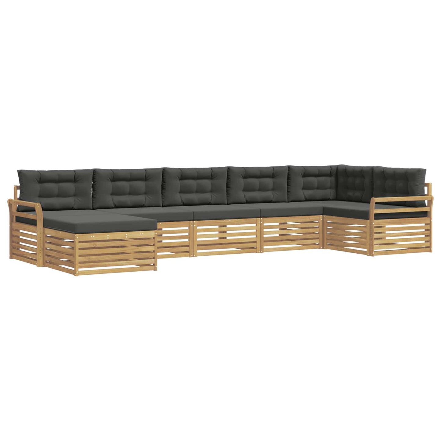 Buiten bankenset met kussen 7 pcs Wit en antracietkleurig