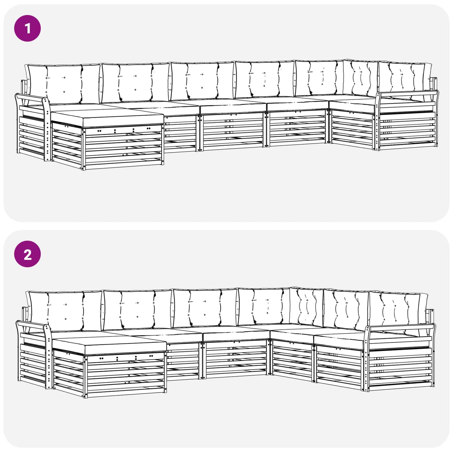 Buiten bankenset met kussen 7 pcs Wit en antracietkleurig