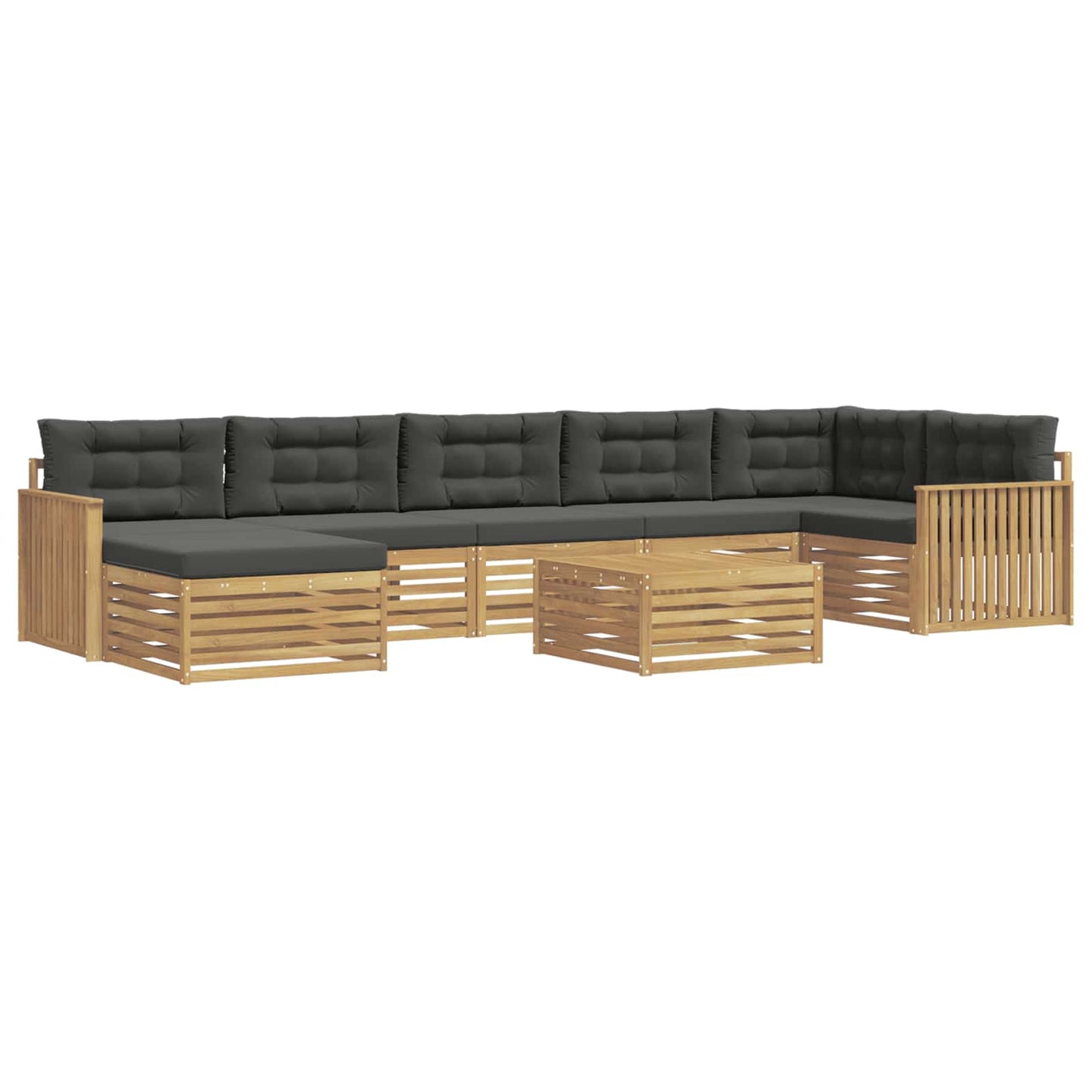 Buiten bankenset met kussen 8 pcs Wit en antracietkleurig