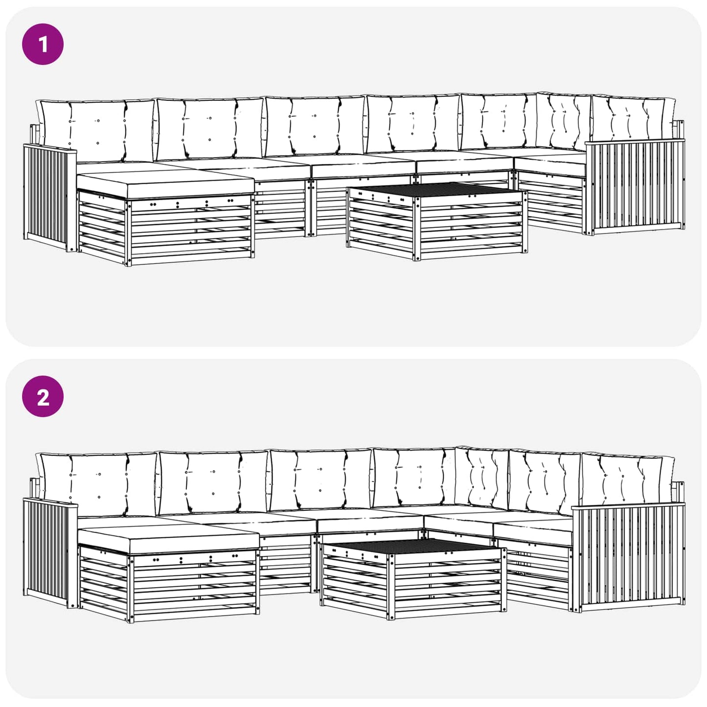Buiten bankenset met kussen 8 pcs Wit en antracietkleurig