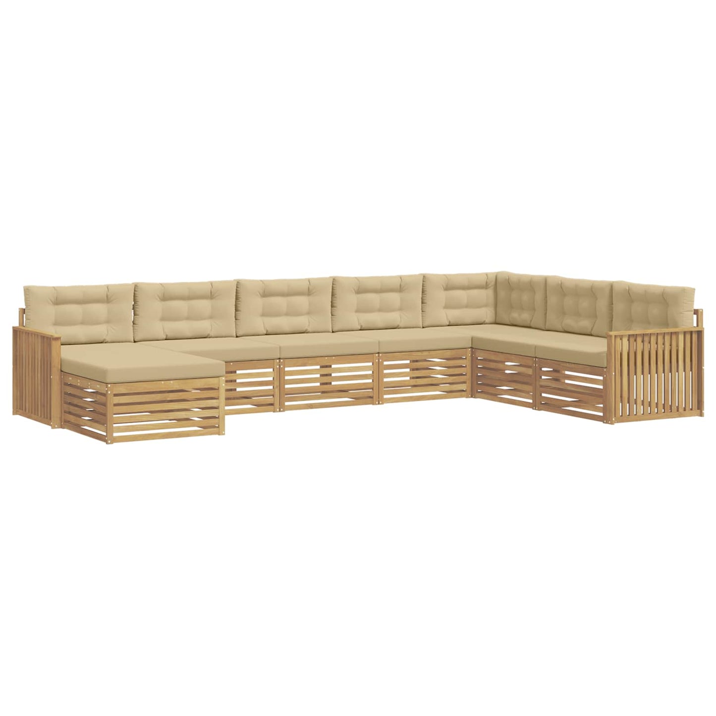 Buiten bankenset 8 pcs Wit en Beige Massief Acaciahout