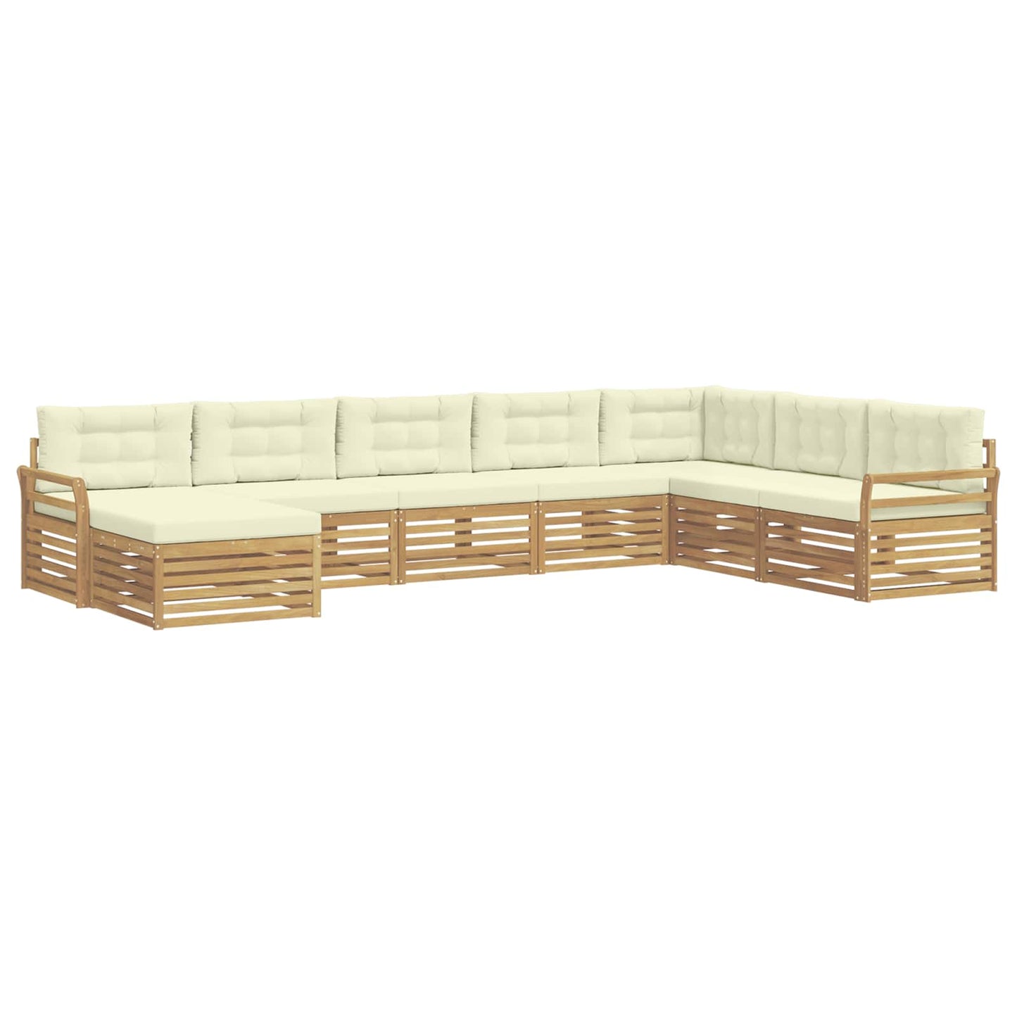 Buiten bankenset 8 pcs Wit en crèmekleurig Massief Acaciahout