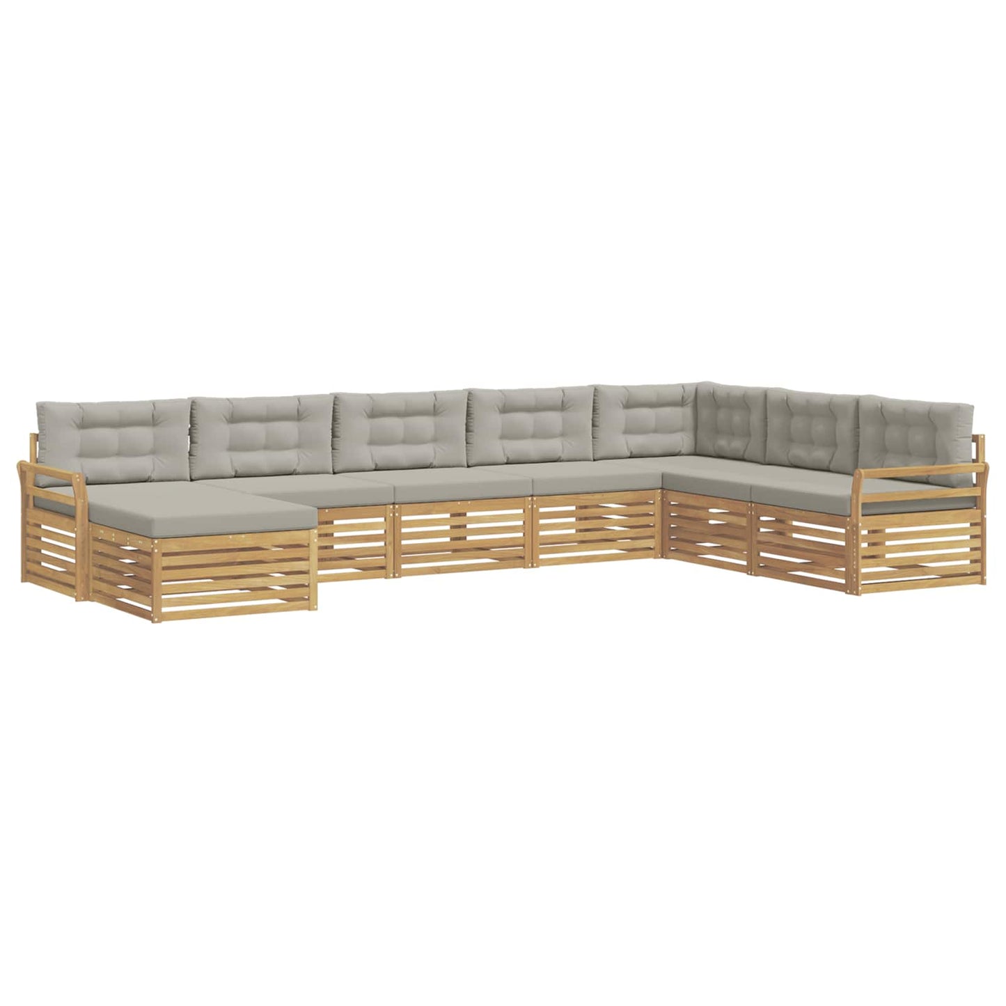 Buiten bankenset 8 pcs Wit en Lichtgrijs Massief Acaciahout
