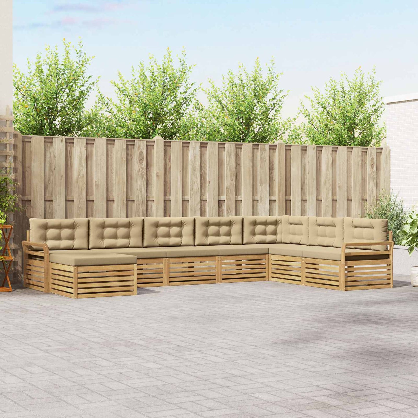 Buiten bankenset 8 pcs Wit en Beige Massief Acaciahout