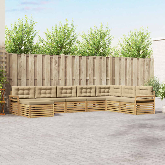 Buiten bankenset 8 pcs Wit en Beige Massief Acaciahout is nu te koop bij PeponiXL, paradijselijk wonen!