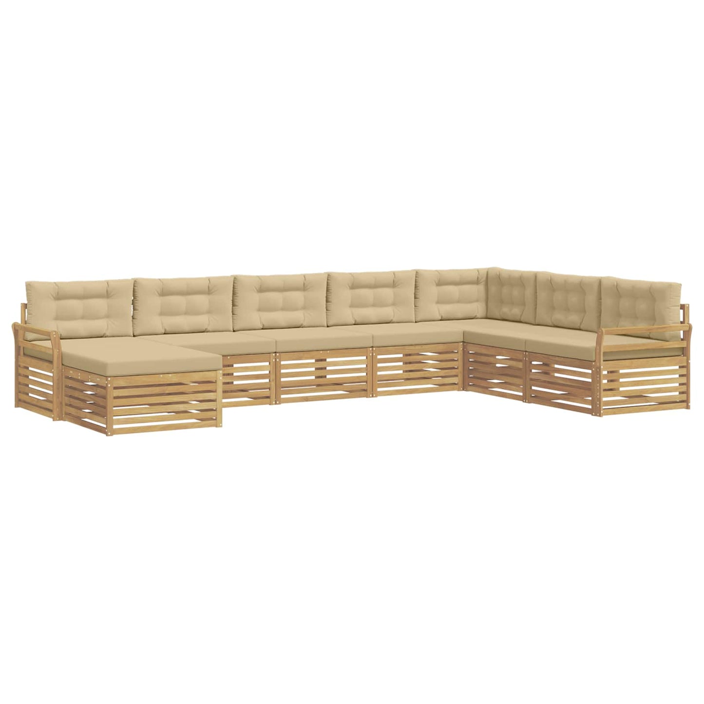 Buiten bankenset 8 pcs Wit en Beige Massief Acaciahout