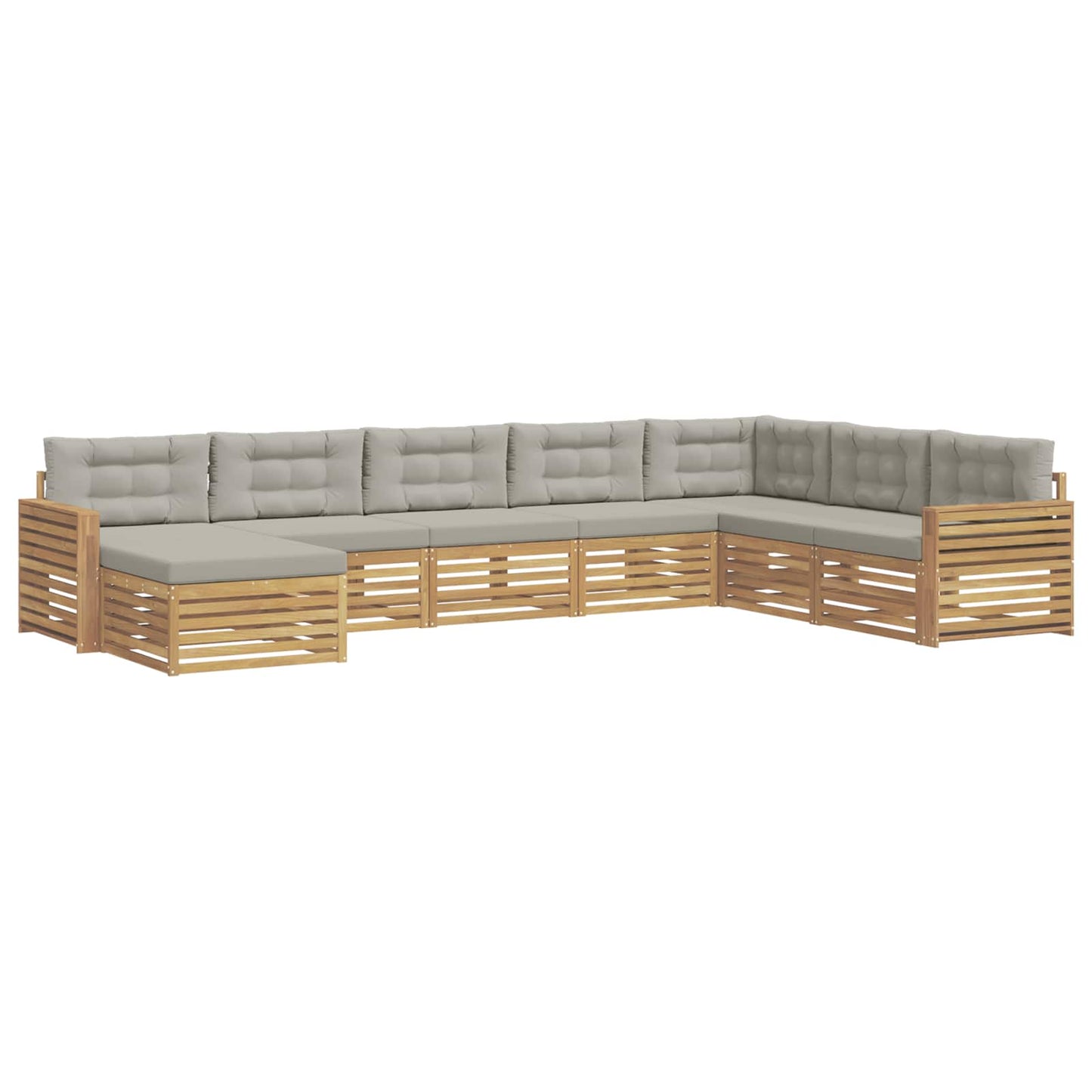 Buiten bankenset 8 pcs Wit en Lichtgrijs Massief Acaciahout