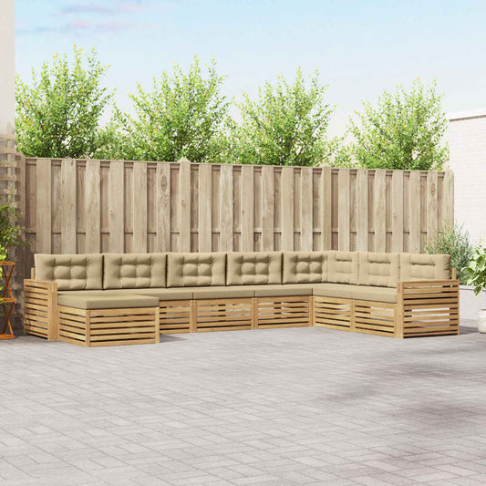 Buiten bankenset 8 pcs Wit en Beige Massief Acaciahout is nu te koop bij PeponiXL, paradijselijk wonen!