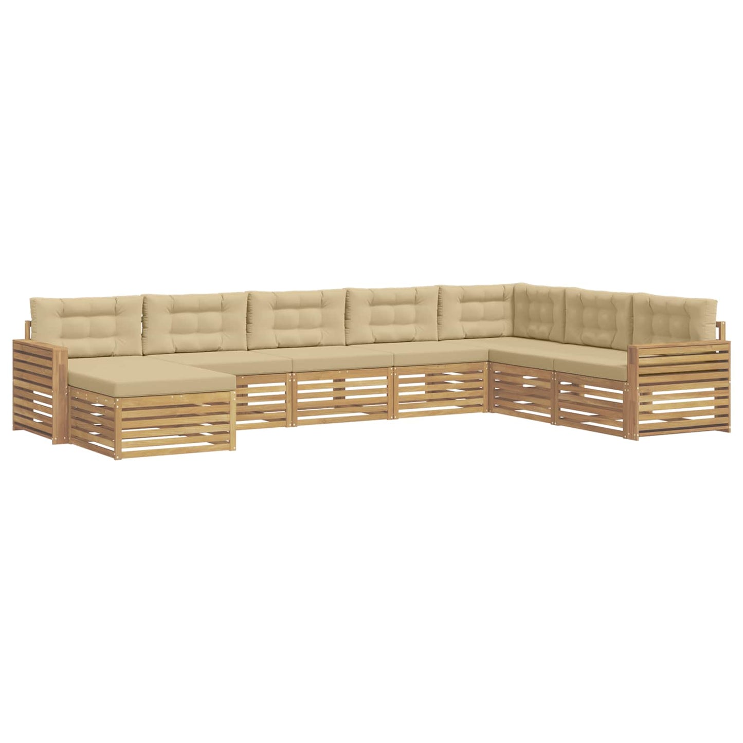 Buiten bankenset 8 pcs Wit en Beige Massief Acaciahout