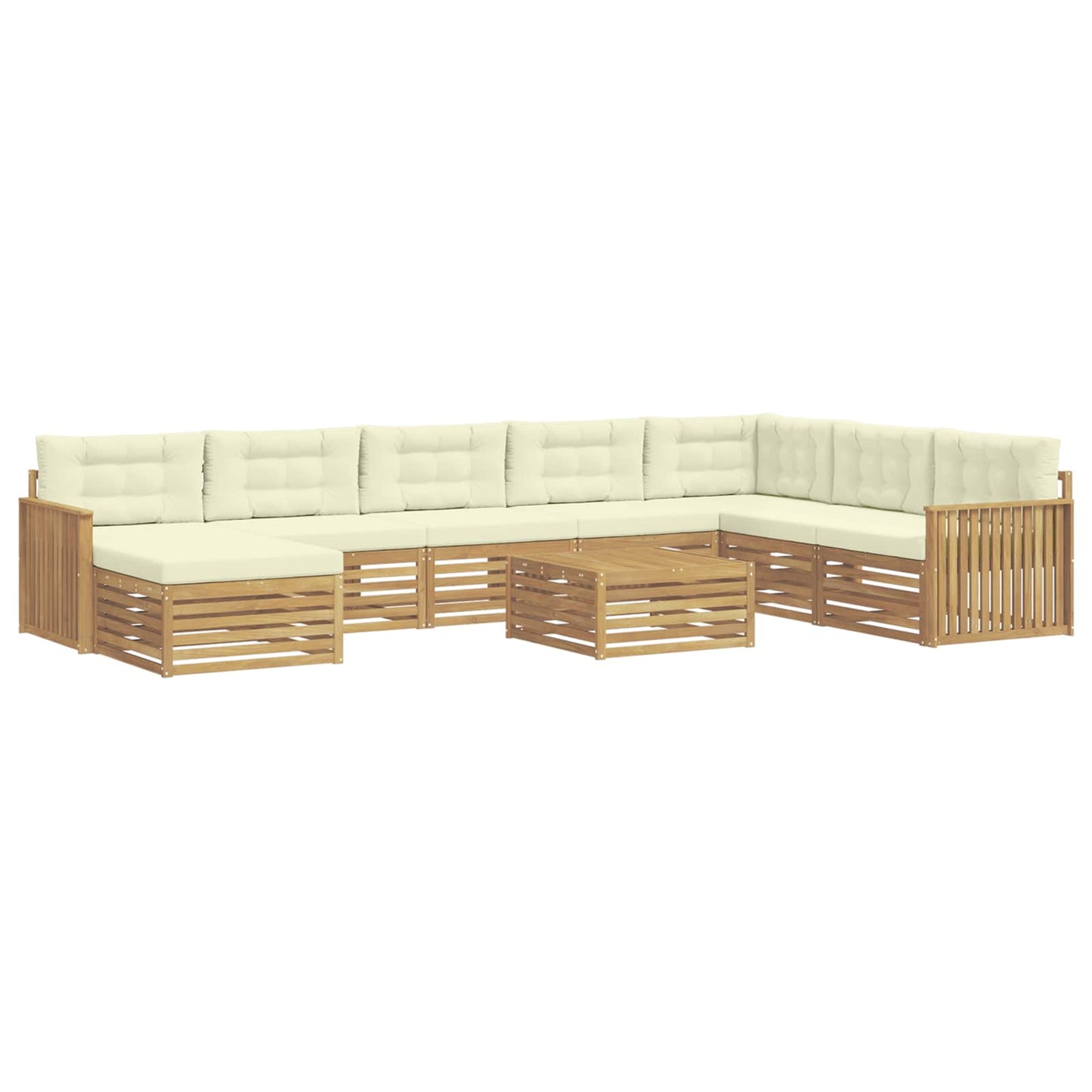 Buiten bankenset 9 pcs Wit en crèmekleurig Massief Acaciahout