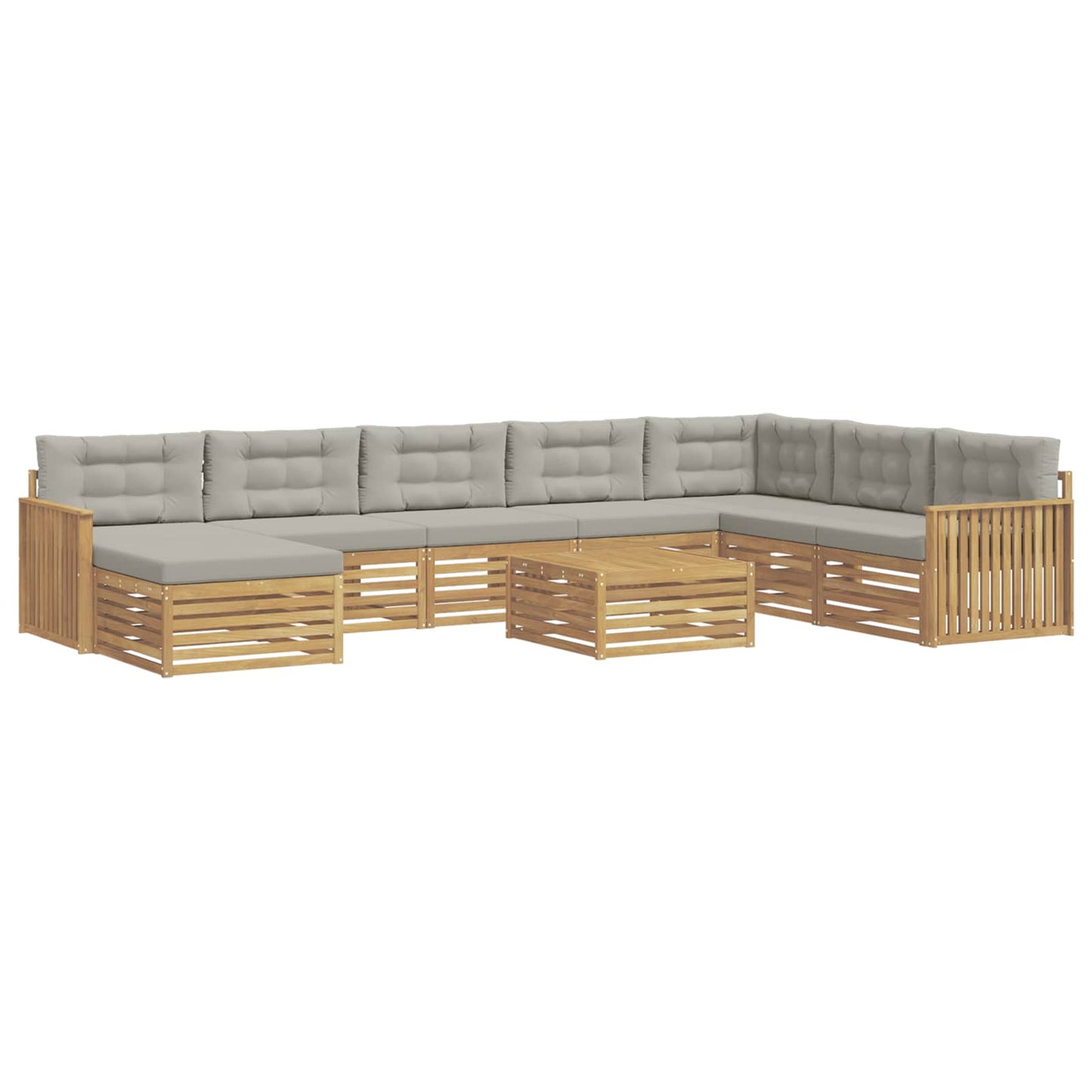 Buiten bankenset 9 pcs Wit en Lichtgrijs Massief Acaciahout