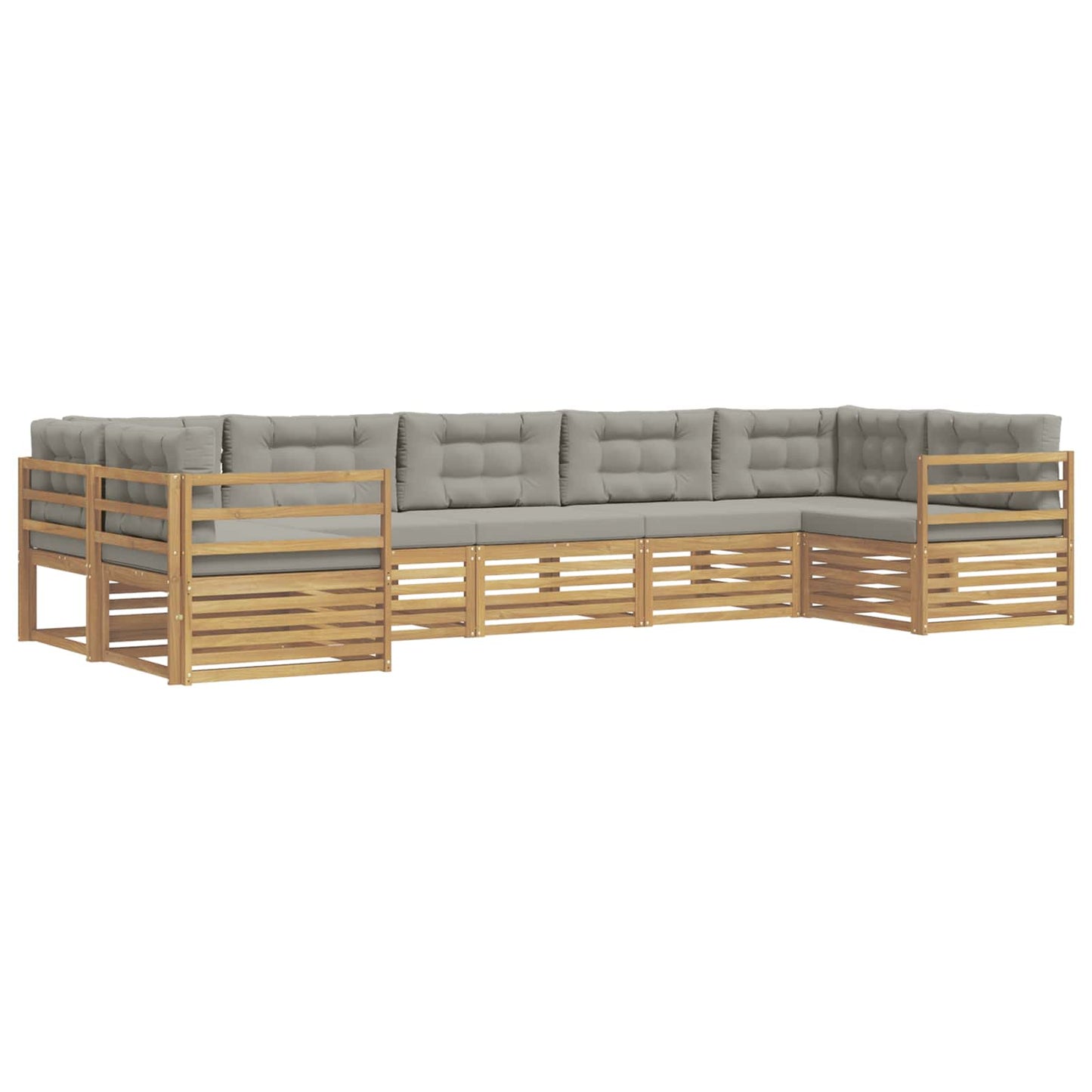 Buiten bankenset 7 st Wit en Lichtgrijs Polyester
