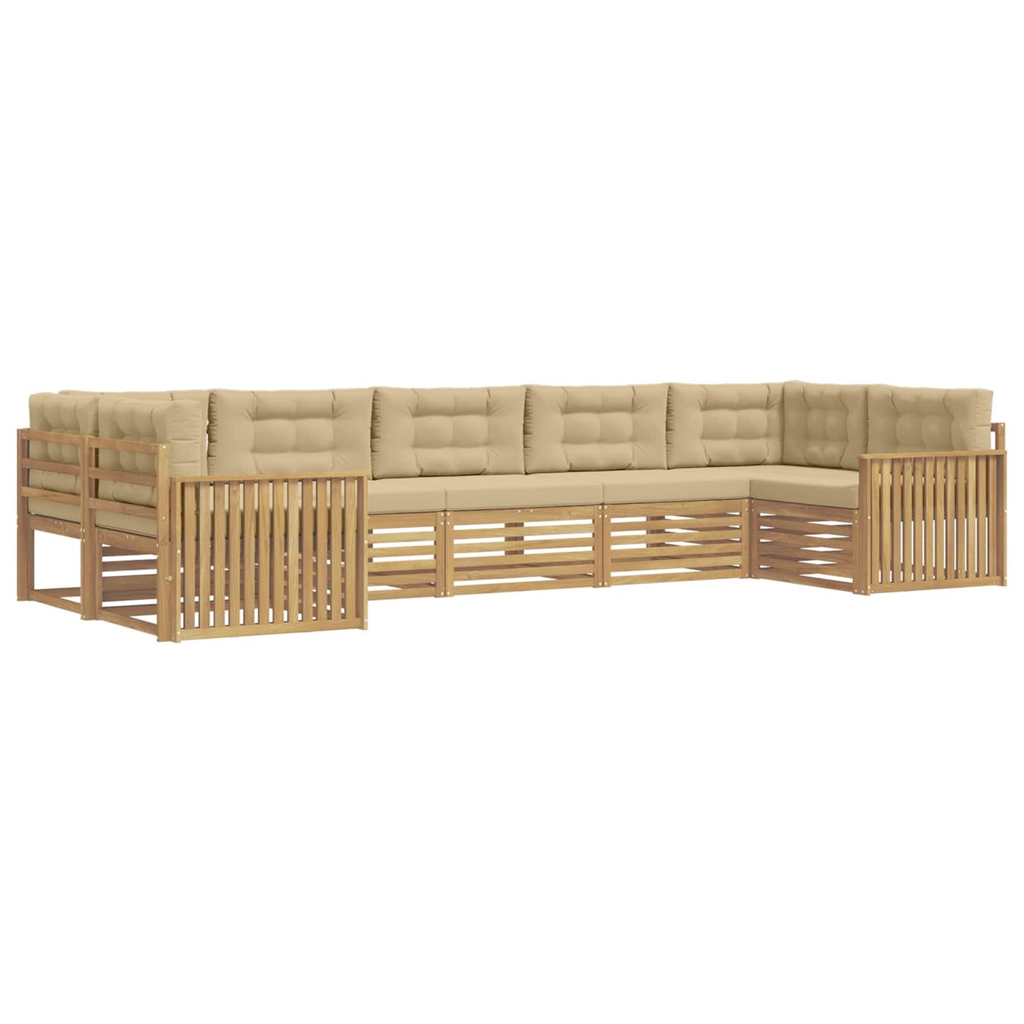 Buiten bankenset 7 pcs Wit en Beige Massief Acaciahout