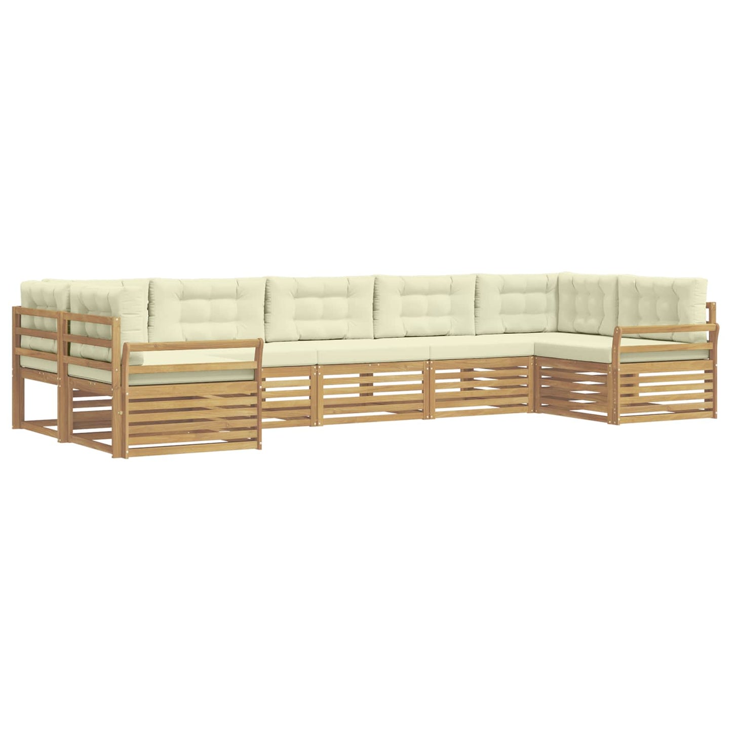 Buiten bankenset 7 pcs Wit en crèmekleurig Massief Acaciahout
