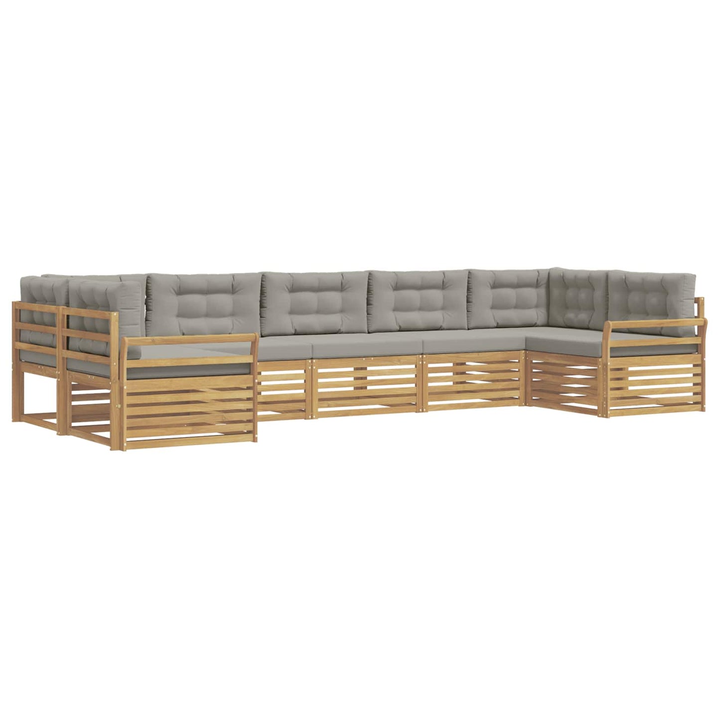 Buiten bankenset 7 pcs Wit en Lichtgrijs Massief Acaciahout
