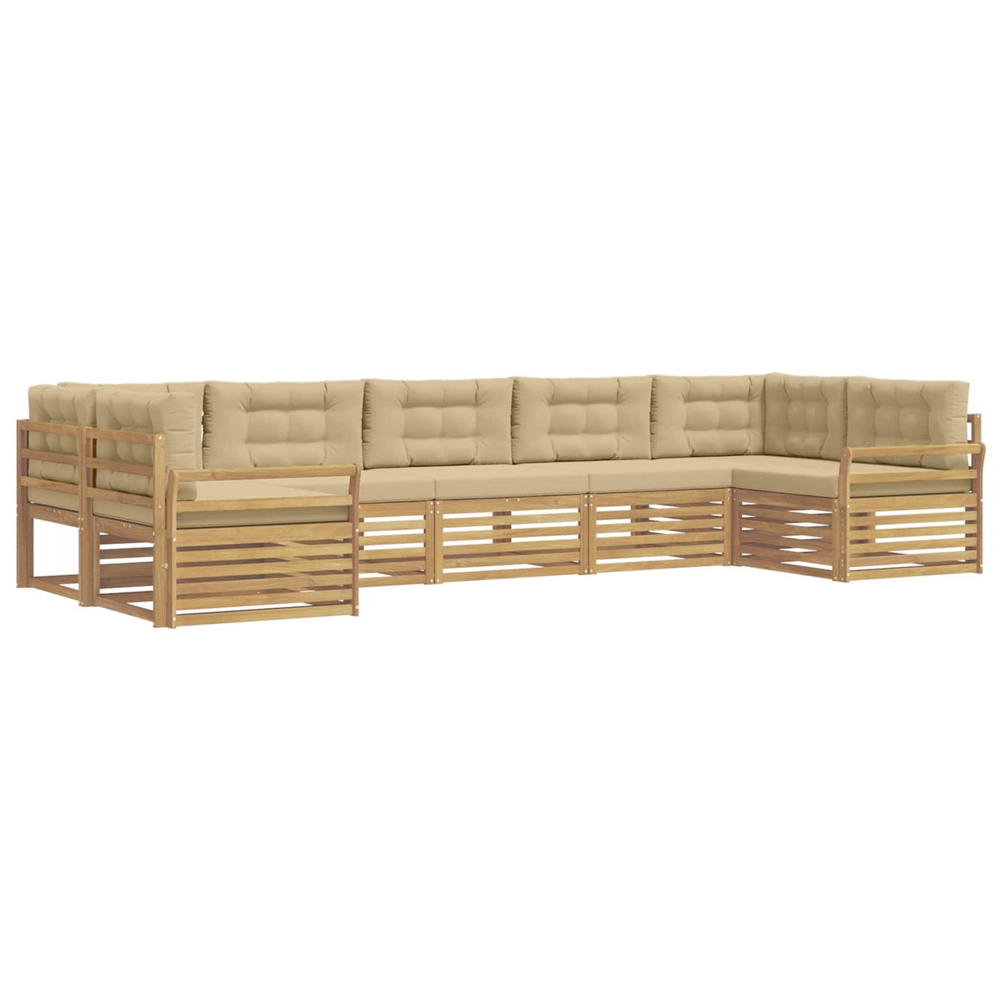 Buiten bankenset 7 pcs Wit en Beige Massief Acaciahout