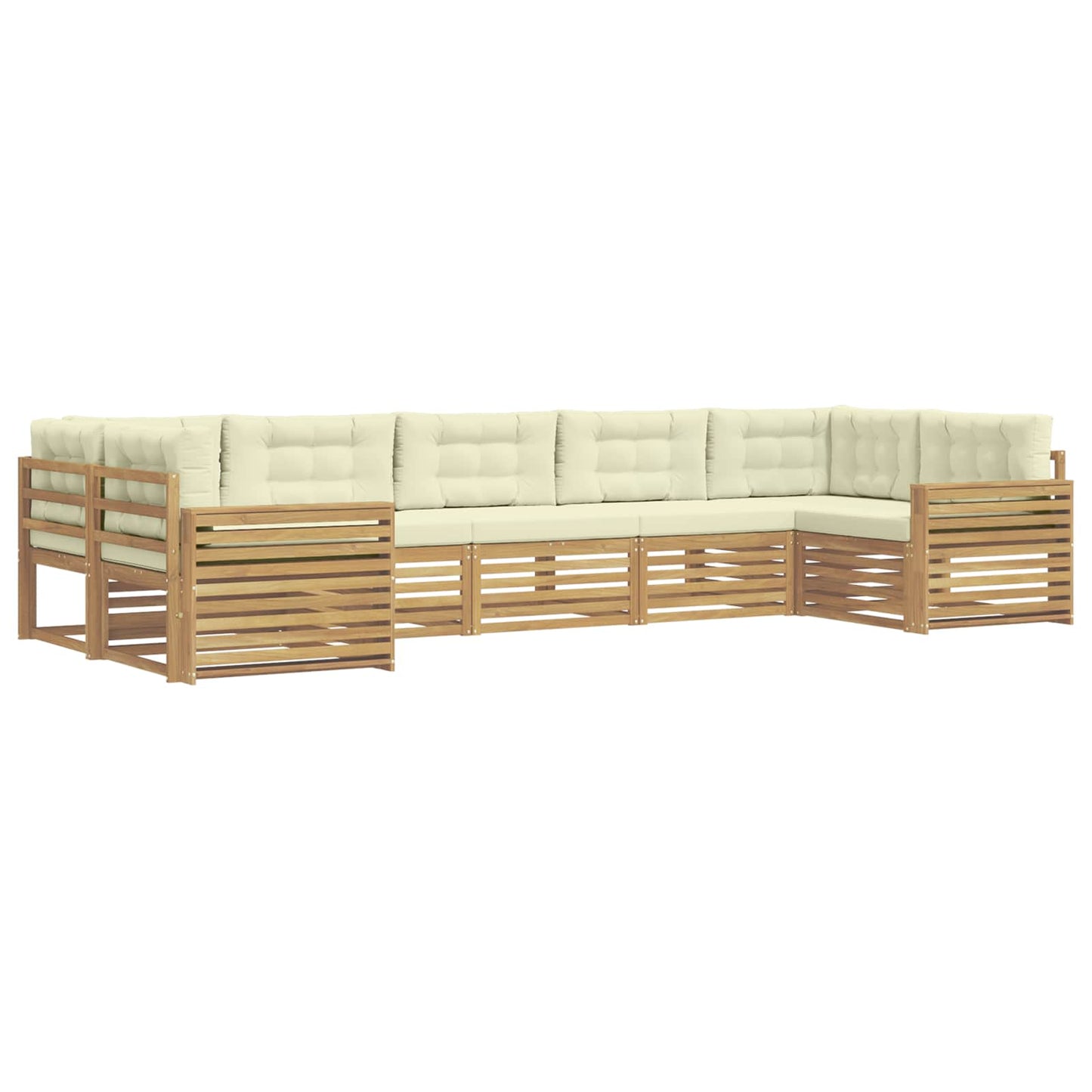 Buiten bankenset 7 pcs Wit en crèmekleurig Massief Acaciahout