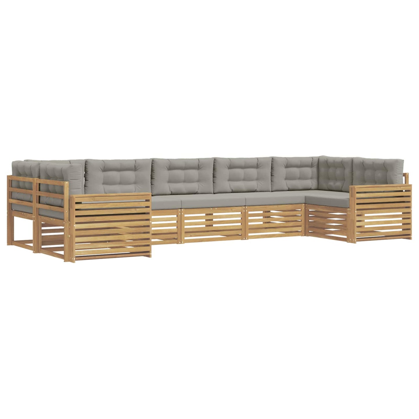 Buiten bankenset 7 pcs Wit en Lichtgrijs Massief Acaciahout