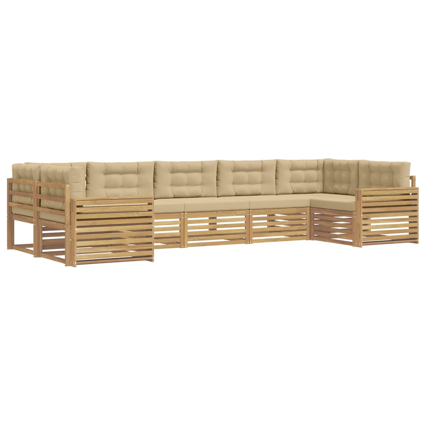 Buiten bankenset 7 pcs Wit en Beige Massief Acaciahout