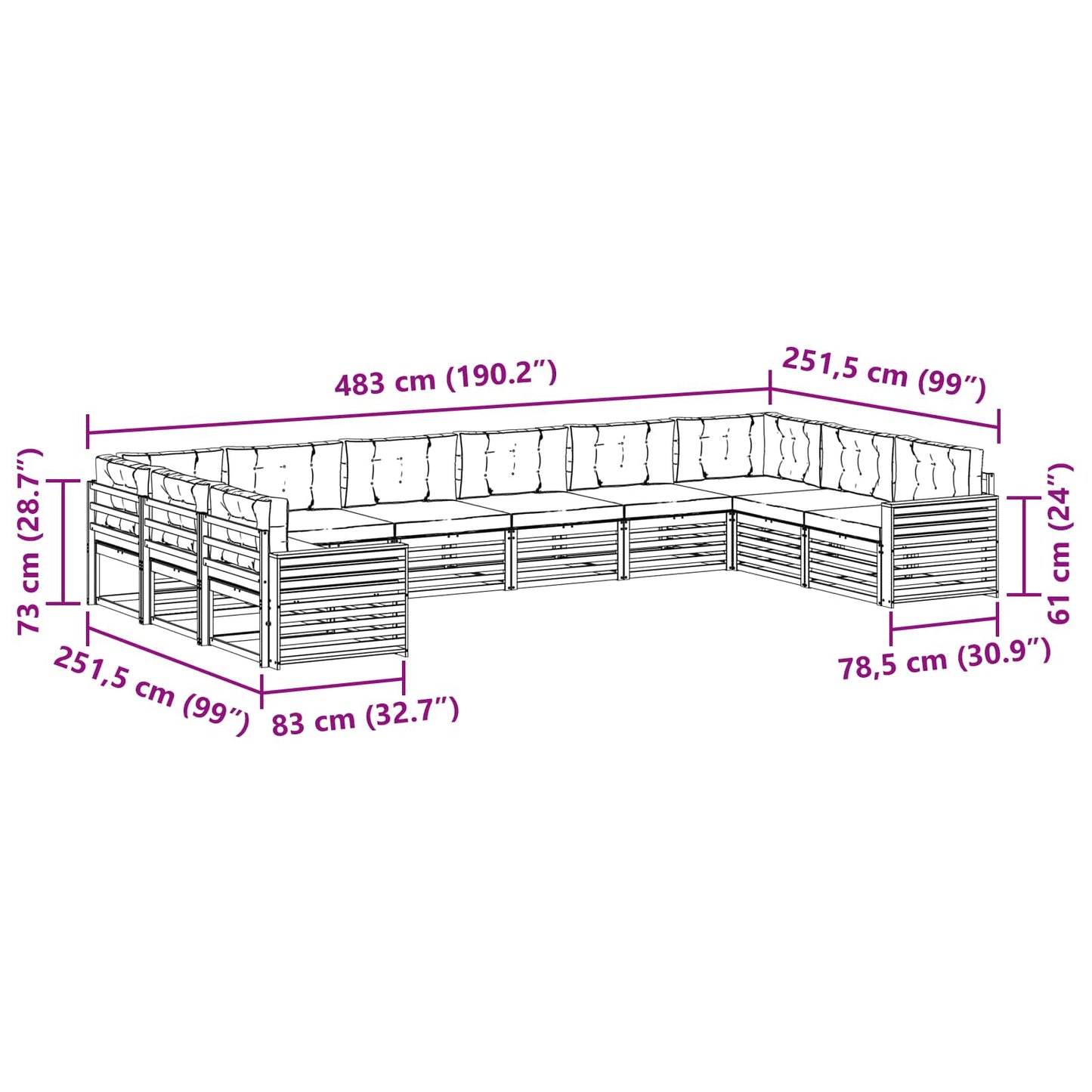 Sofa-Sets Massief Acaciahout