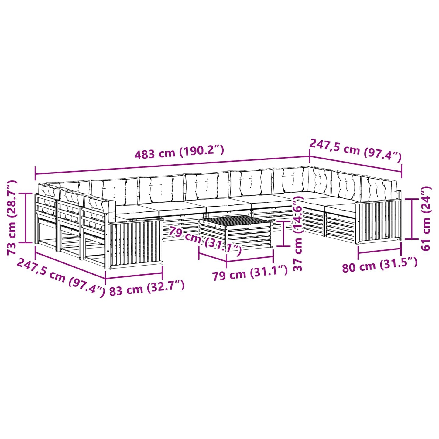 Sofa-Sets Massief Acaciahout