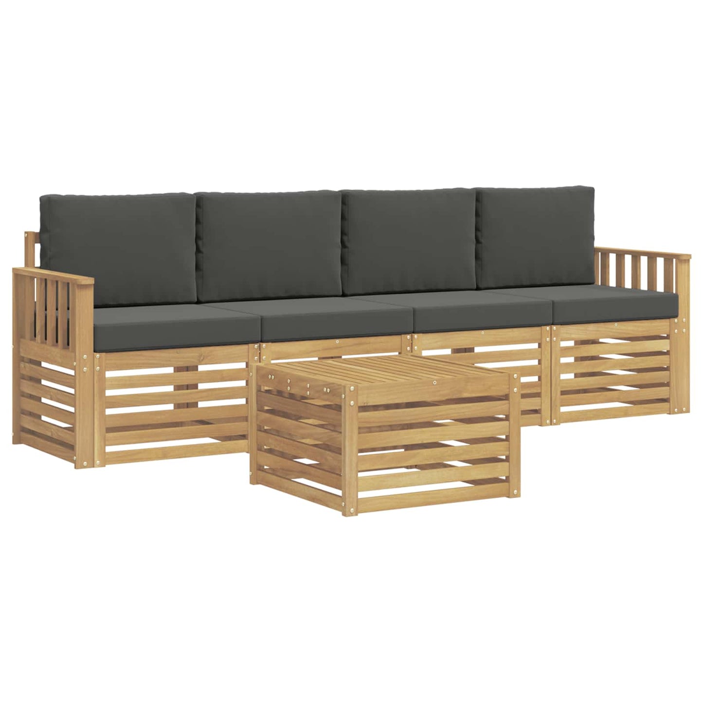 Buiten bankenset 5 pcs Wit en antracietkleurig Polyester