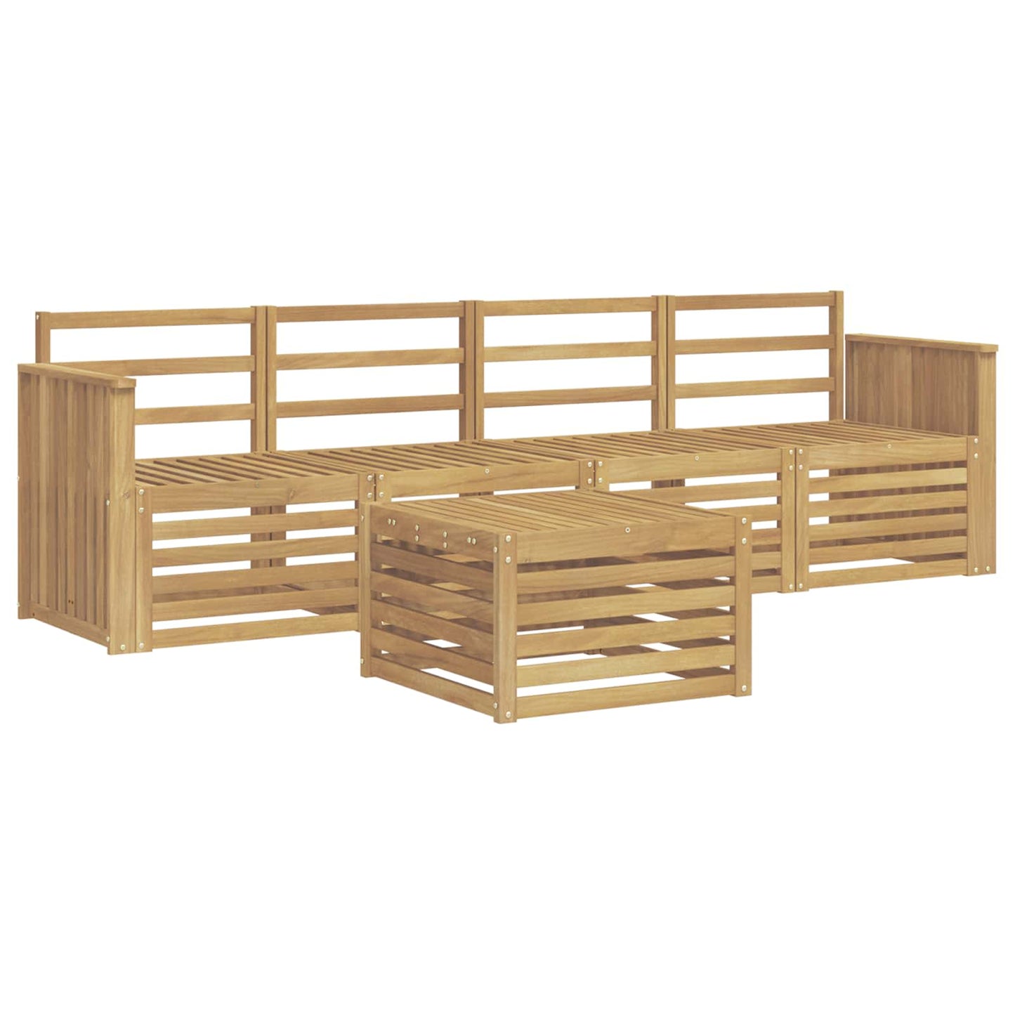Buiten bankenset 5 pcs Wit Massief Acaciahout