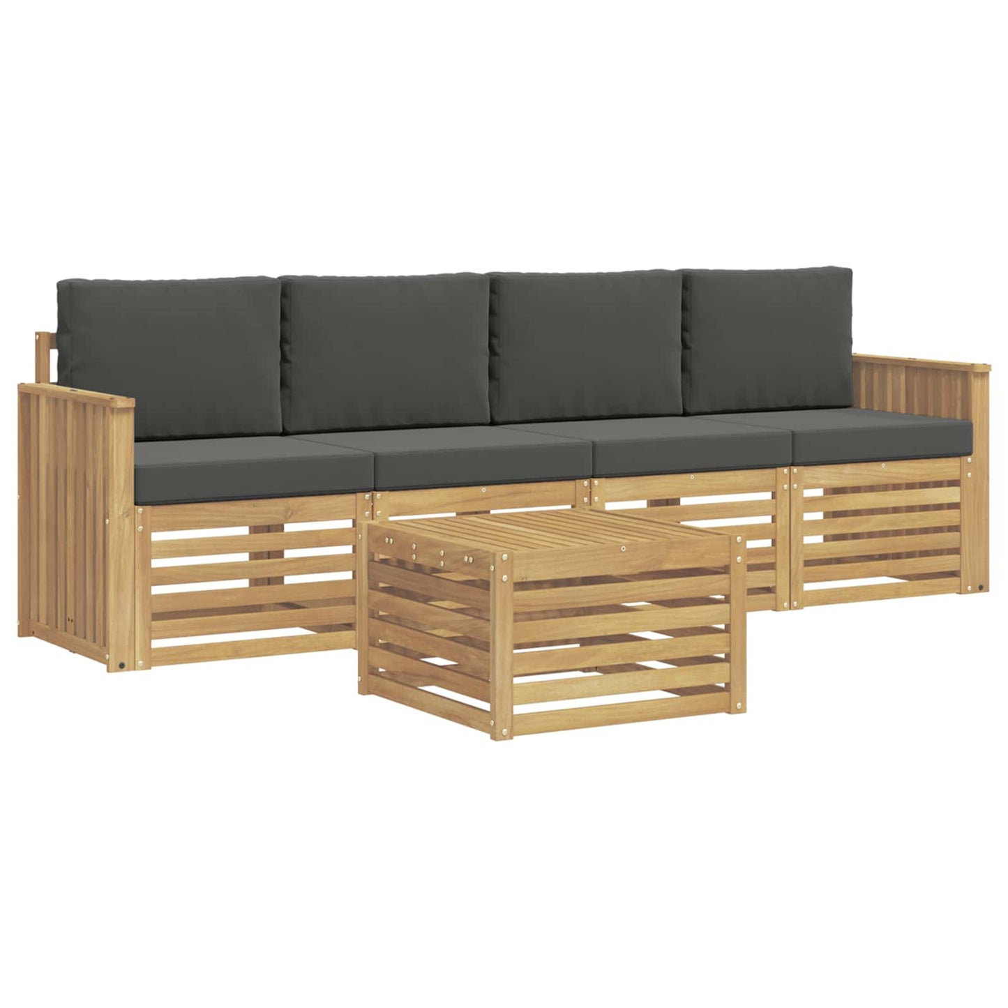 Buiten bankenset 5 pcs Wit en antracietkleurig Polyester