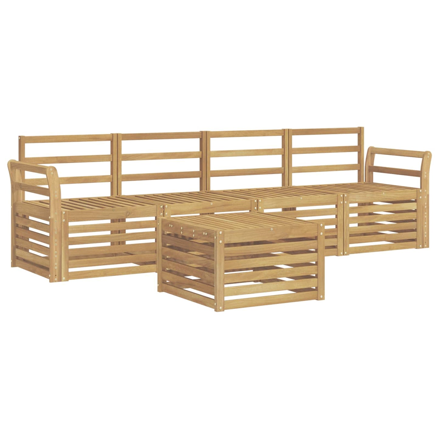 Buiten bankenset 5 pcs Wit Massief Acaciahout