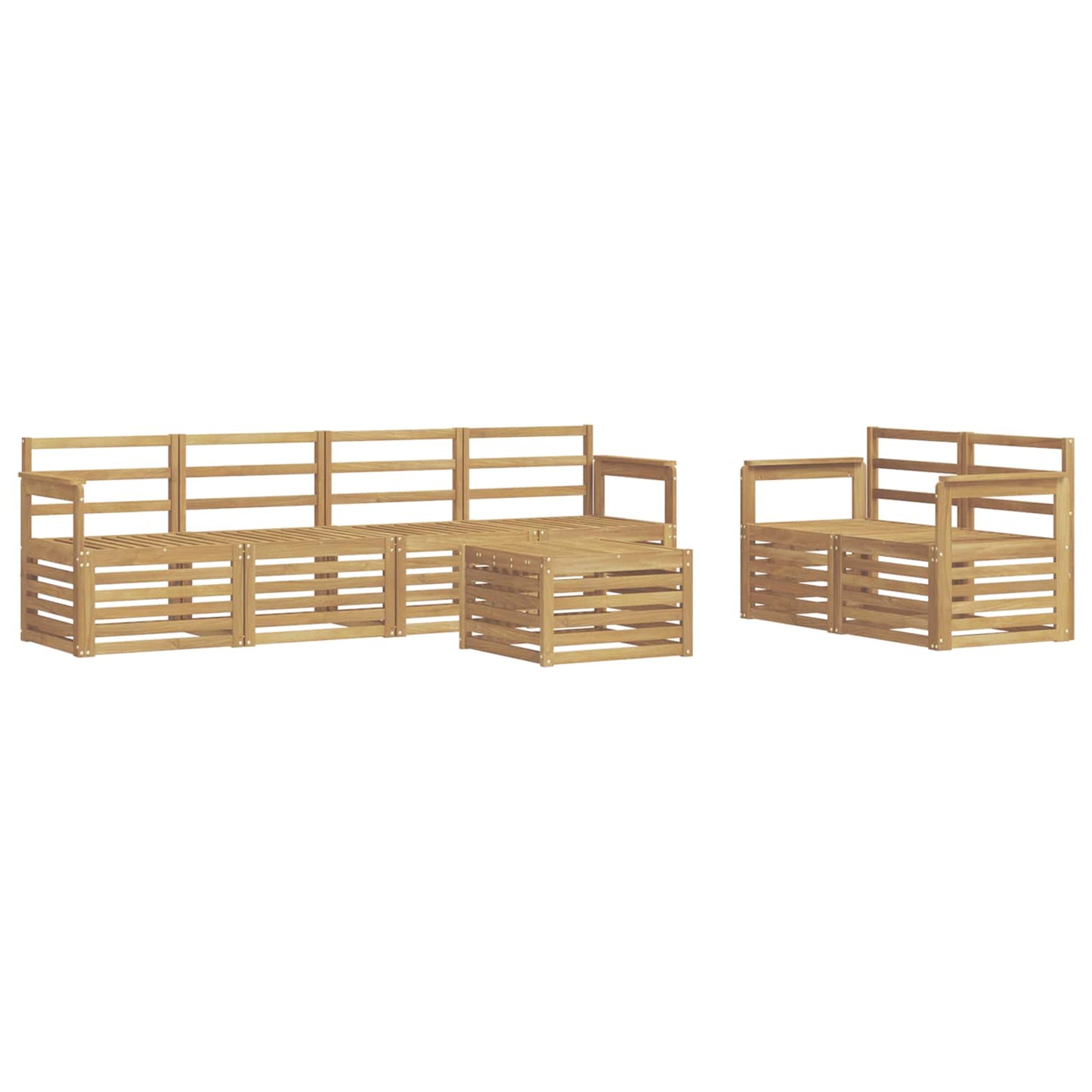 Buiten bankenset 7 pcs Wit Massief Acaciahout