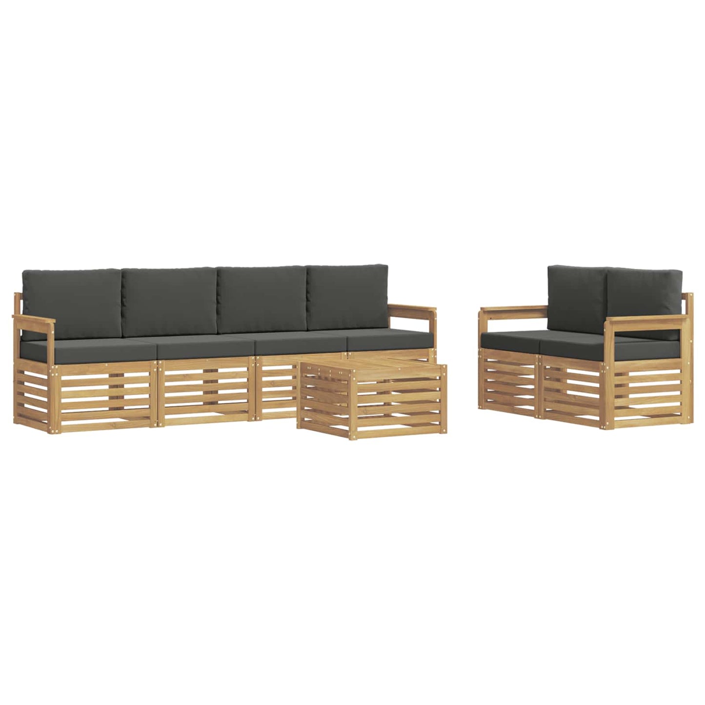 Buiten bankenset 7 pcs Wit en antracietkleurig Polyester