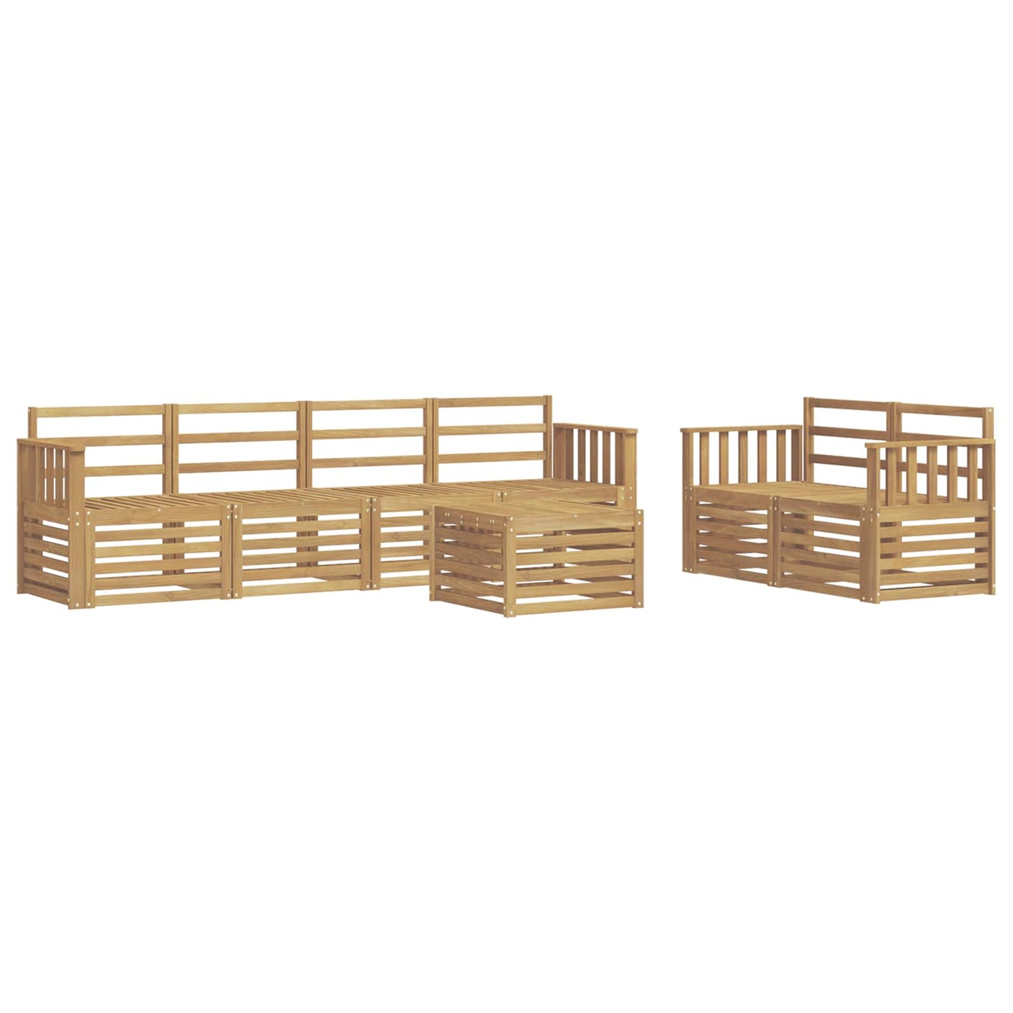 Buiten bankenset 7 pcs Wit Massief Acaciahout