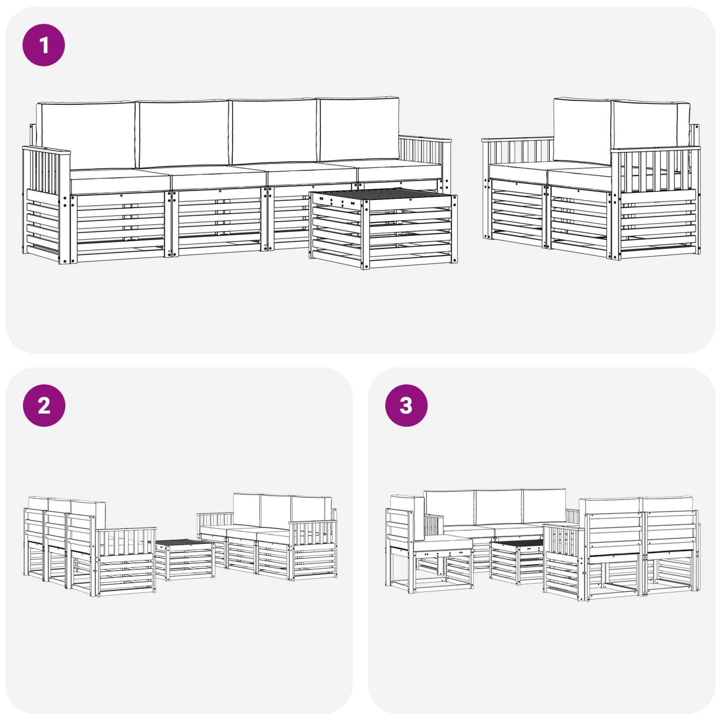 Buiten bankenset met kussen 7 pcs Wit en crèmekleurig Polyester