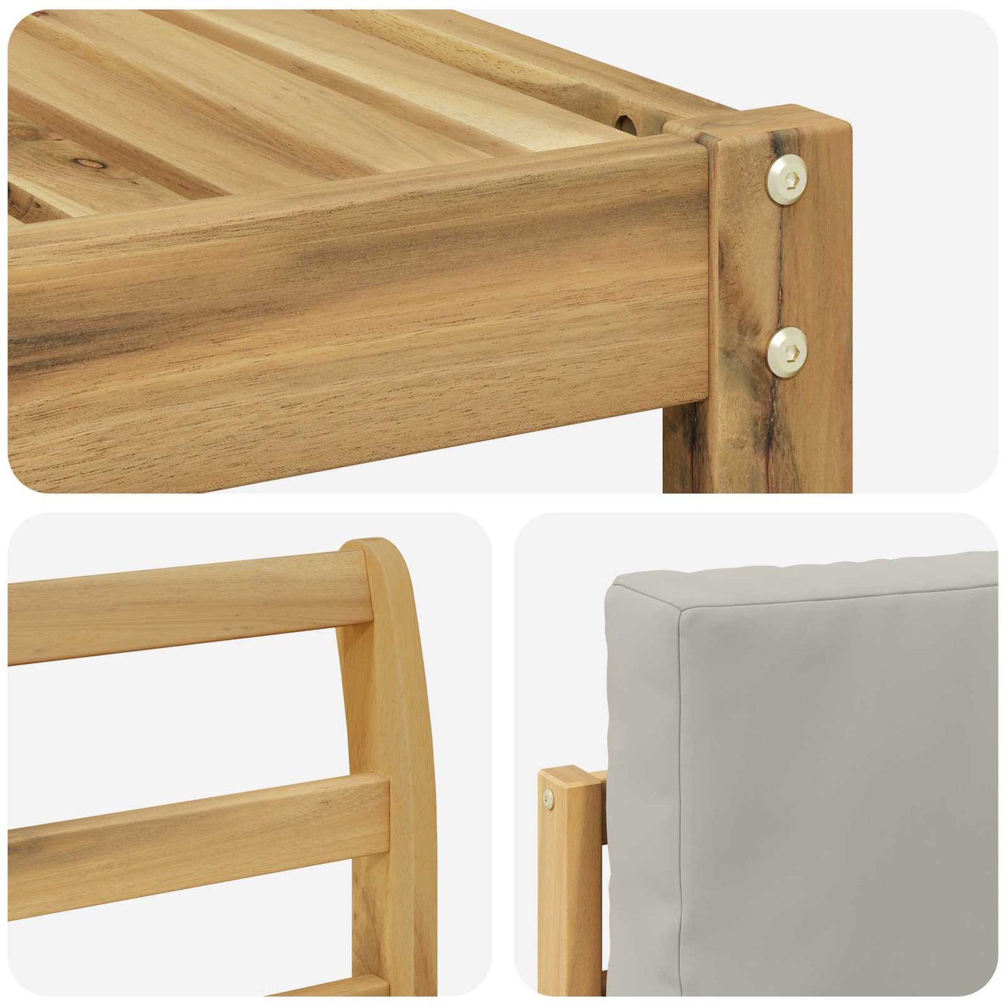 Buiten bankenset met kussen 7 pcs Wit en Lichtgrijs Polyester
