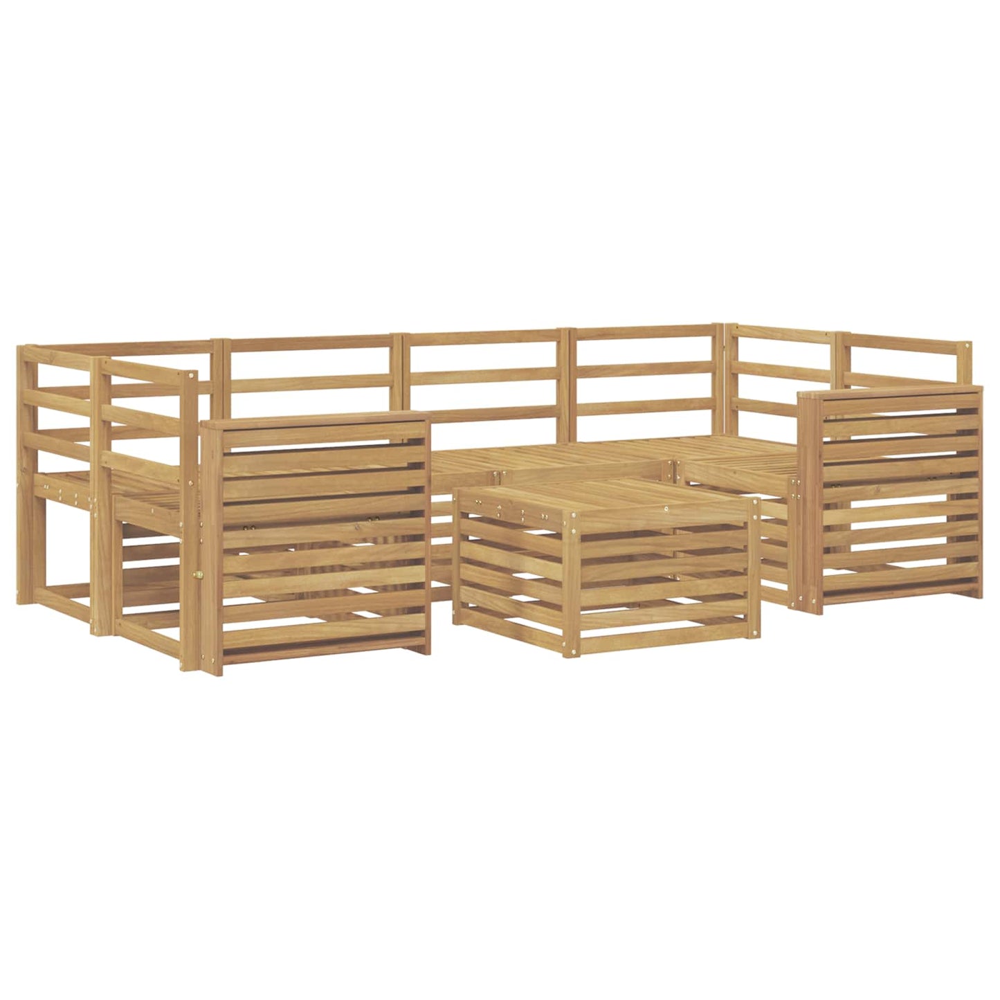 Buiten bankenset 7 pcs Wit Massief Acaciahout