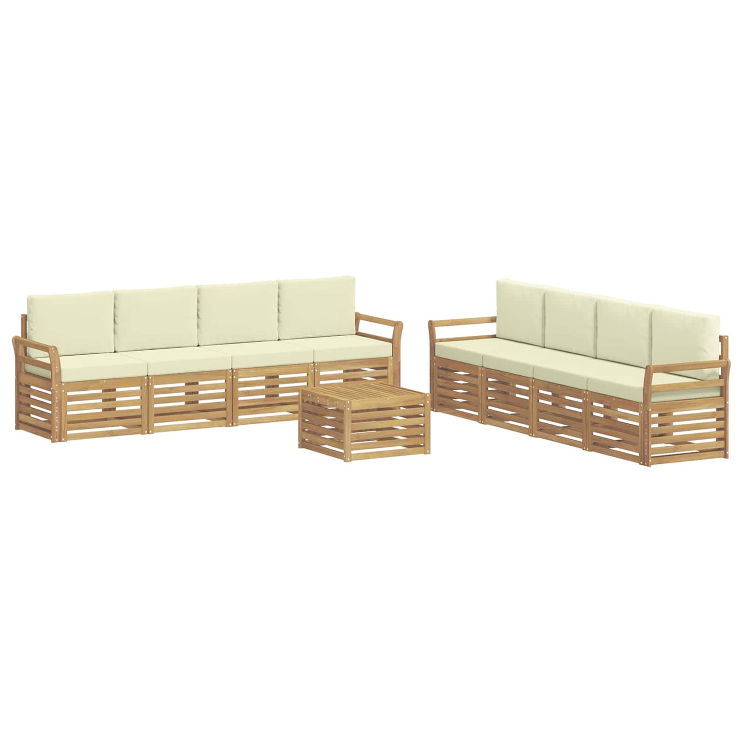 Sofa-Sets 9 pcs Wit en crèmekleurig 59 x 59 x 37 cm Polyester