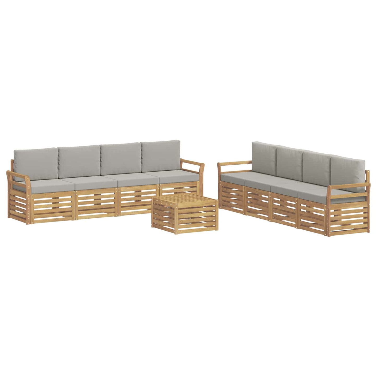 Sofa-Sets 9 pcs Wit en Lichtgrijs 59 x 59 x 37 cm Polyester
