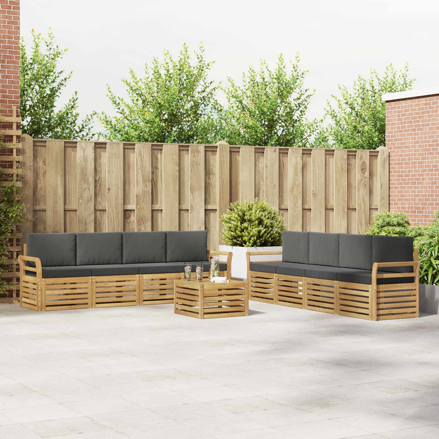 Sofa-Sets 9 pcs Wit en antracietkleurig 59 x 59 x 37 cm