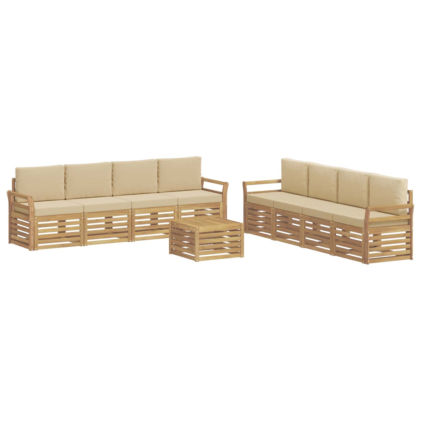 Sofa-Sets 9 pcs Wit en Beige 59 x 59 x 37 cm Polyester