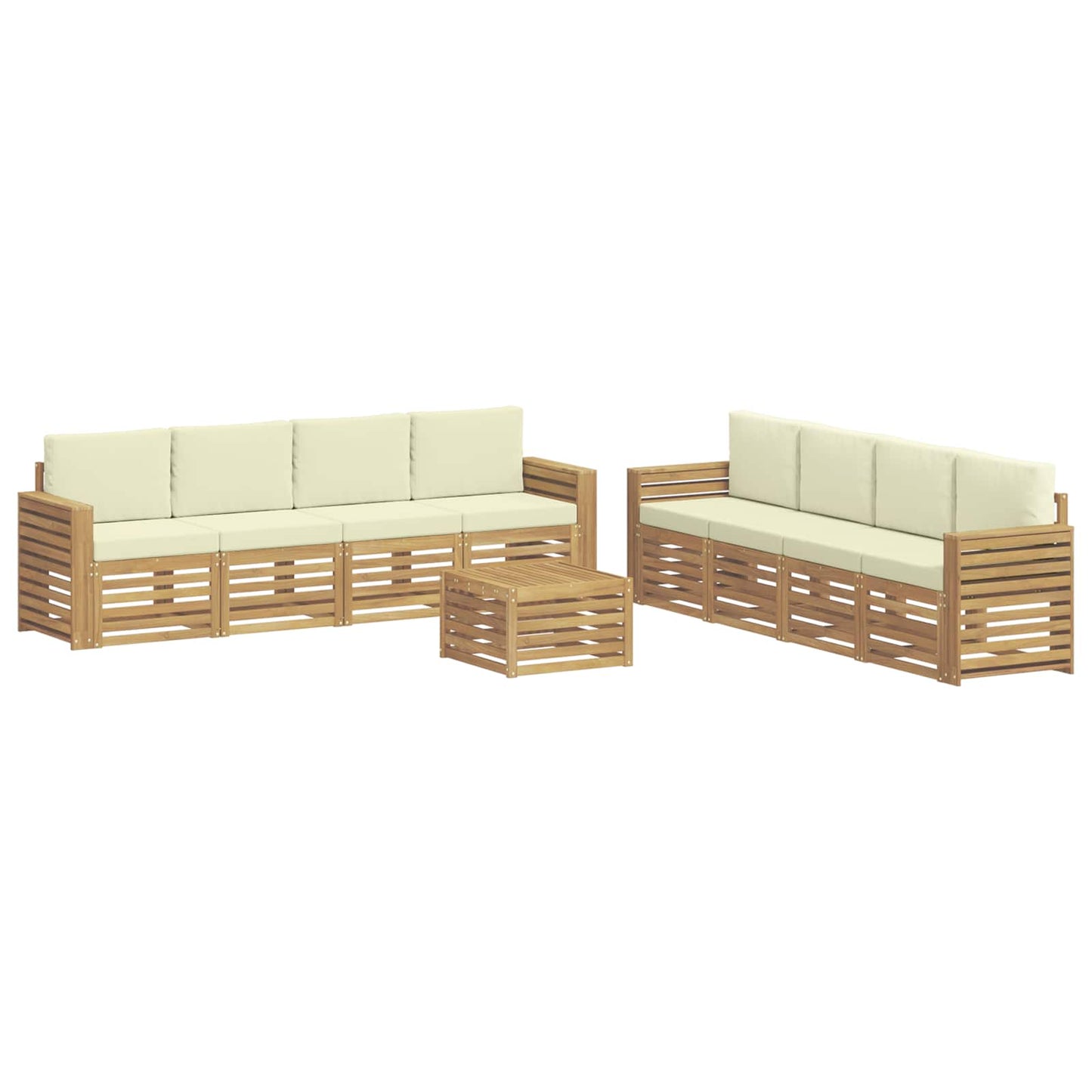 Sofa-Sets 9 pcs Wit en crèmekleurig 59 x 59 x 37 cm Polyester